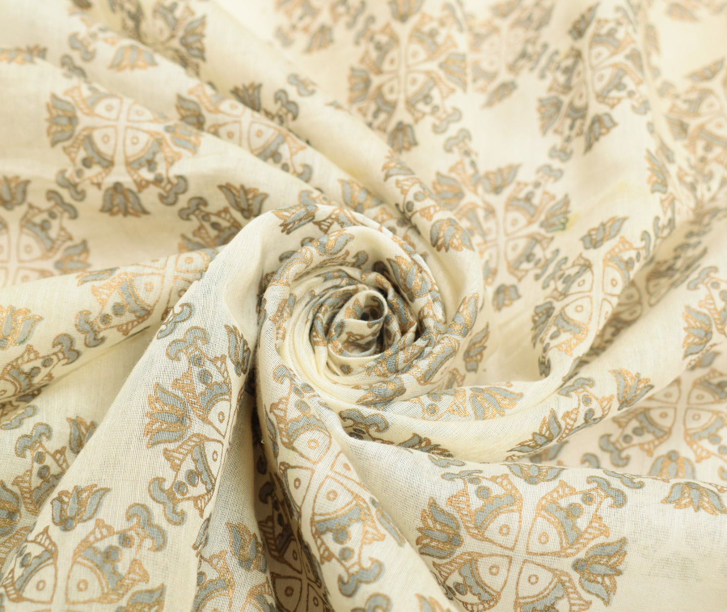Sushila Vintage Fish Printed Scrap Dupatta Pure Cotton Handmade Long Stole Wrap