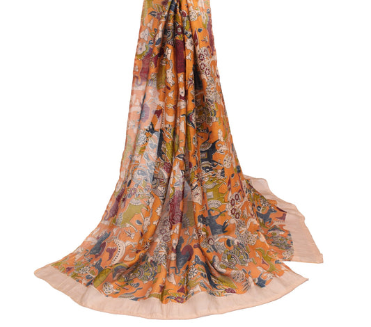 Sushila Vintage Handmade Scrap Dupatta Pure Cotton Kalamkari Printed Long Stole