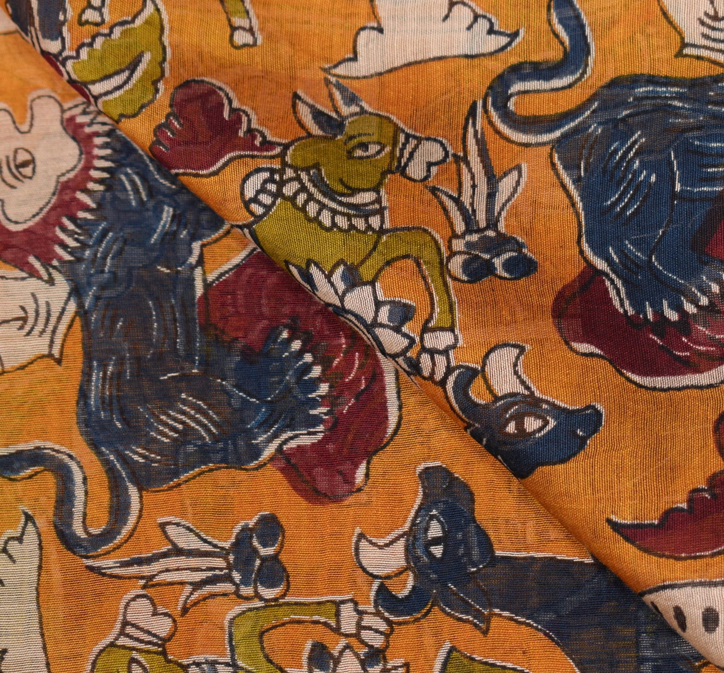 Sushila Vintage Handmade Scrap Dupatta Pure Cotton Kalamkari Printed Long Stole