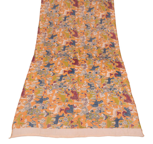 Sushila Vintage Handmade Scrap Dupatta Pure Cotton Kalamkari Printed Long Stole