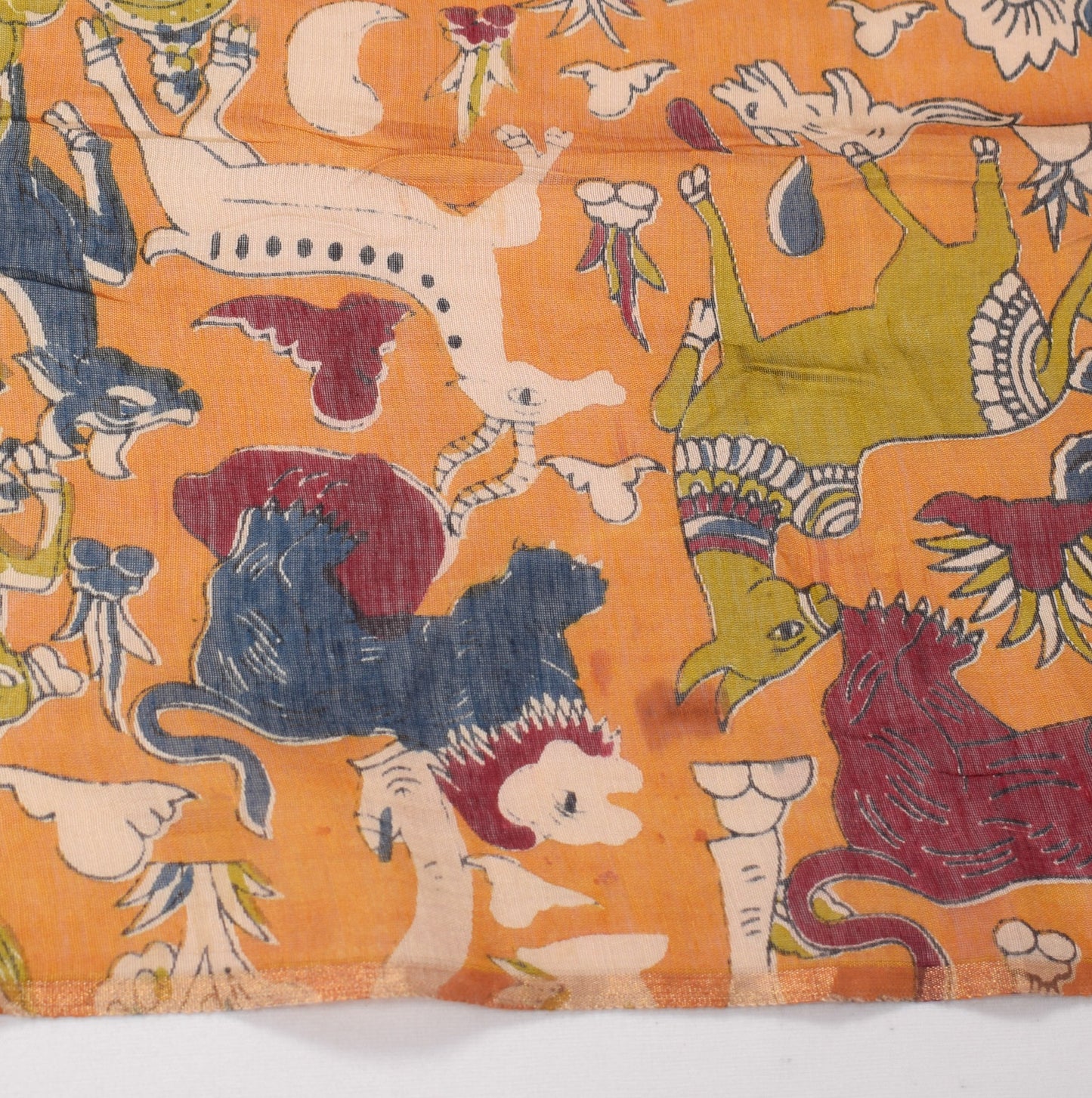 Sushila Vintage Handmade Scrap Dupatta Pure Cotton Kalamkari Printed Long Stole