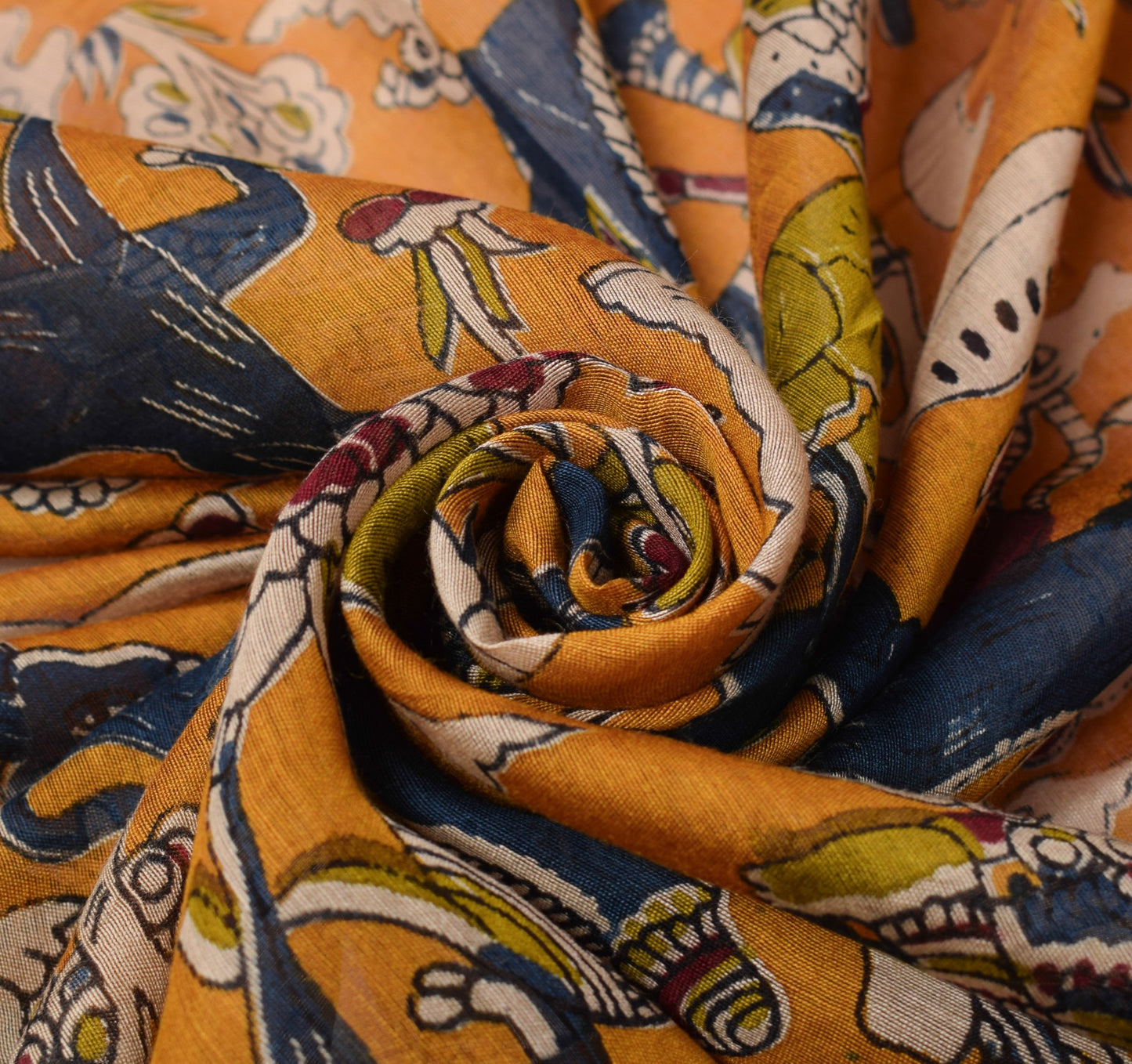 Sushila Vintage Handmade Scrap Dupatta Pure Cotton Kalamkari Printed Long Stole