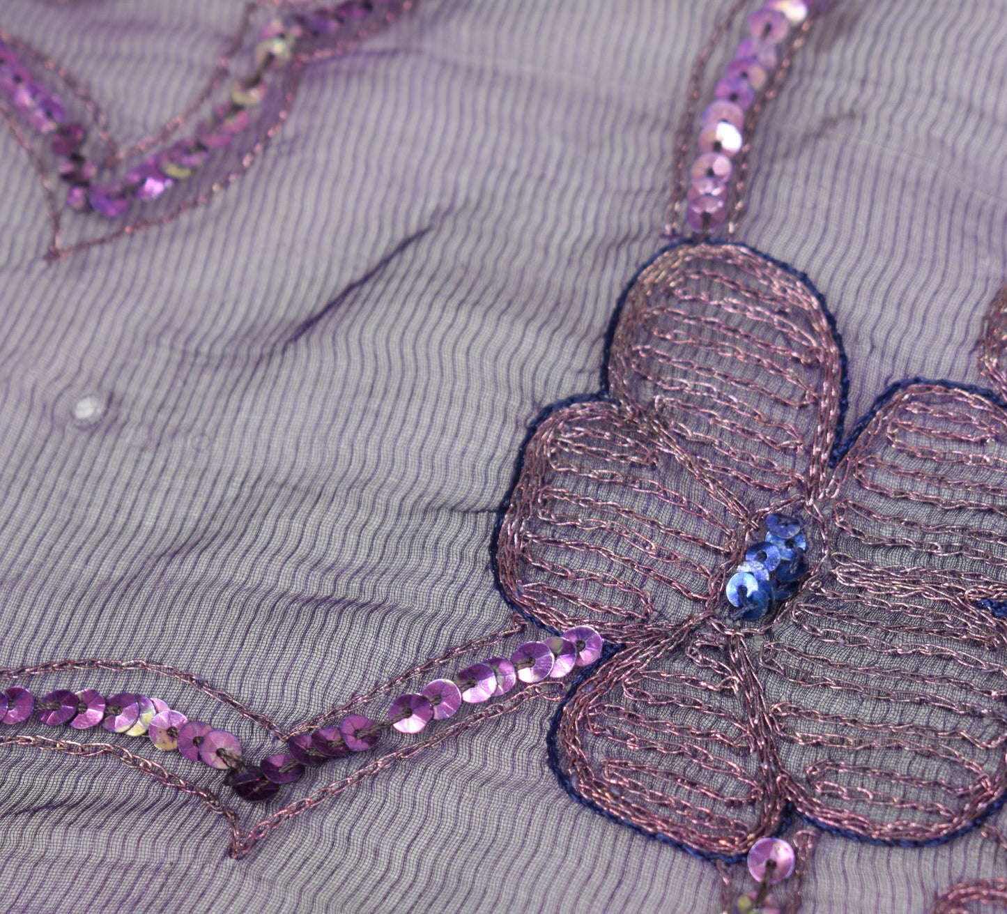 Sushila Vintage Purple Scrap Dupatta Art Silk Sequins Embellish Sheer Stole