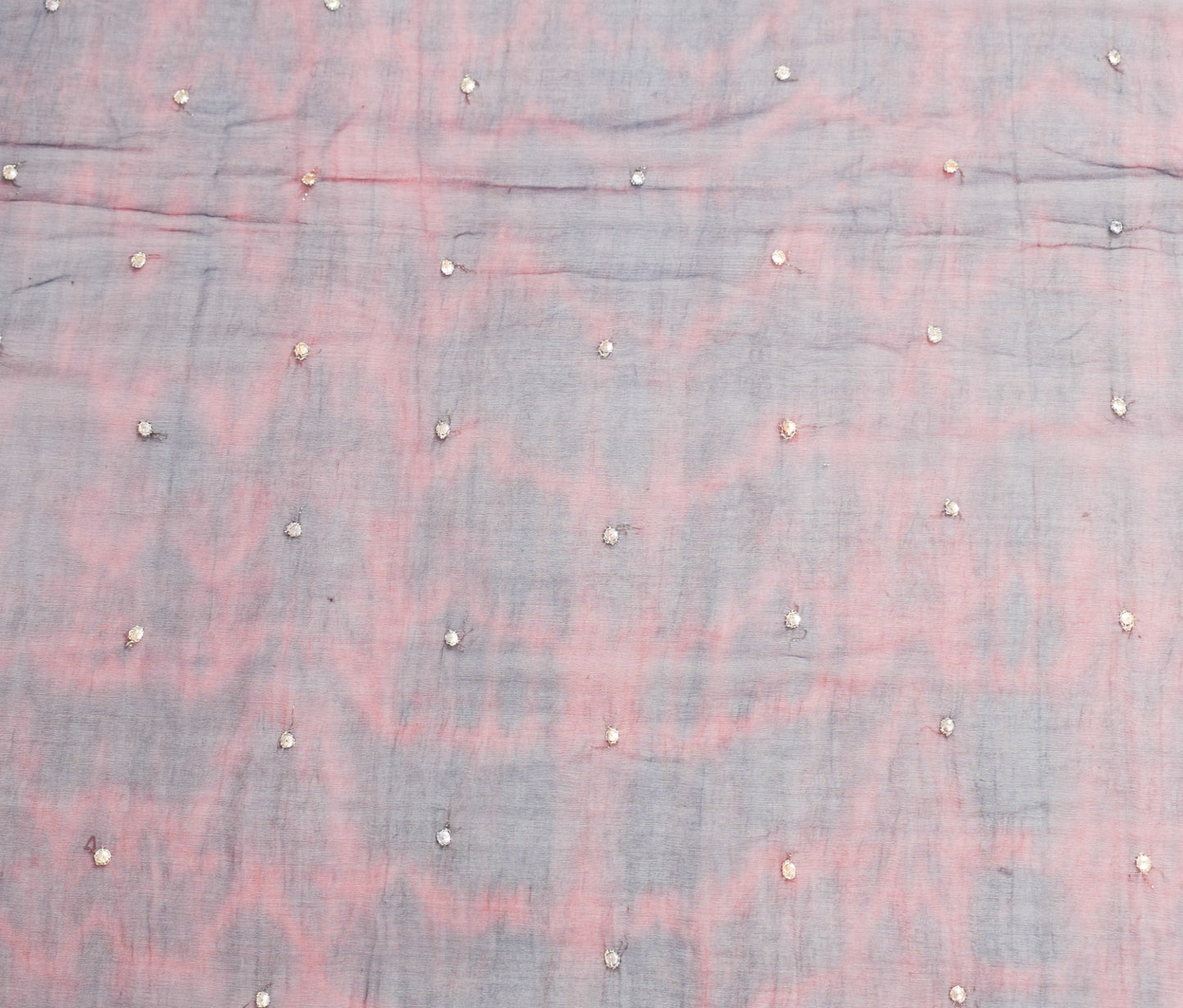 Sushila Vintage Maroon Tie-Dye Scrap Dupatta Embroidered Pure Chiffon Long Stole