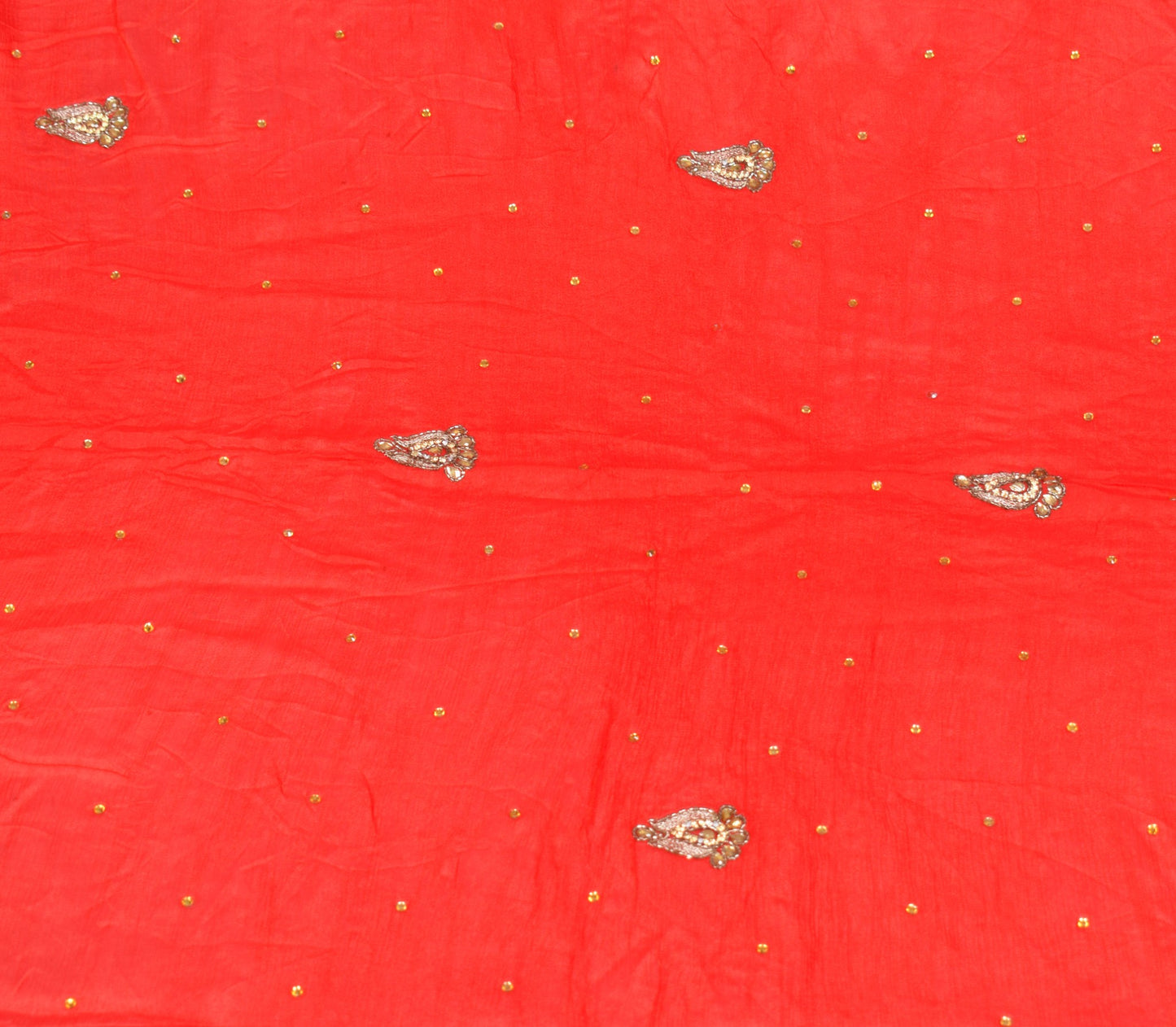 Sushila Vintage Red Wedding Scrap Dupatta Pure Chiffon Embroidered Long Stole