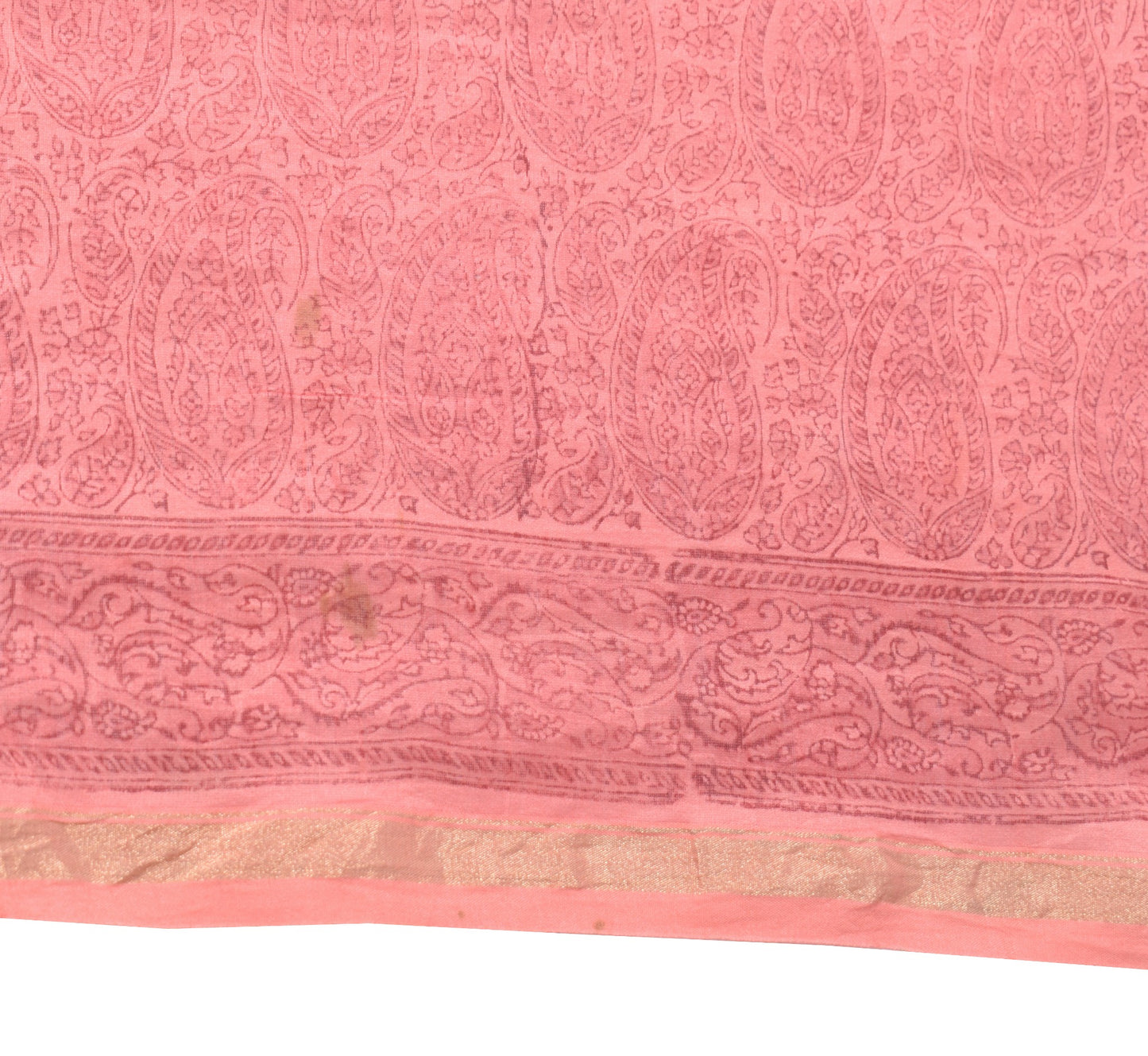 Sushila Vintage Pink Floral Scrap Dupatta Pure Cotton Silk Hand Block Long Stole