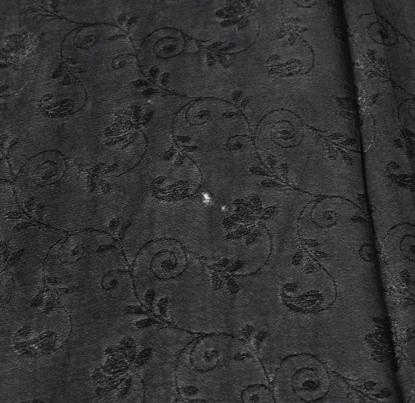 Sushila Vintage Self Woven Scrap Dupatta Black Pure Silk Floral Long Stole Wrap