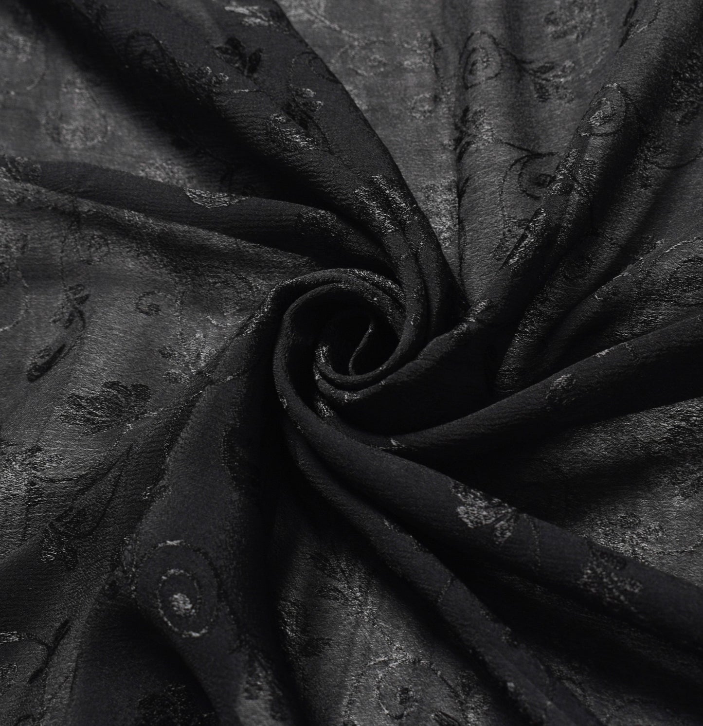 Sushila Vintage Self Woven Scrap Dupatta Black Pure Silk Floral Long Stole Wrap
