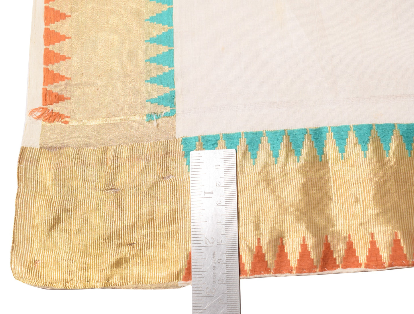 Sushila Vintage Cream Scrap Dupatta Kanakadara Kerala Pure Cotton Long Stole