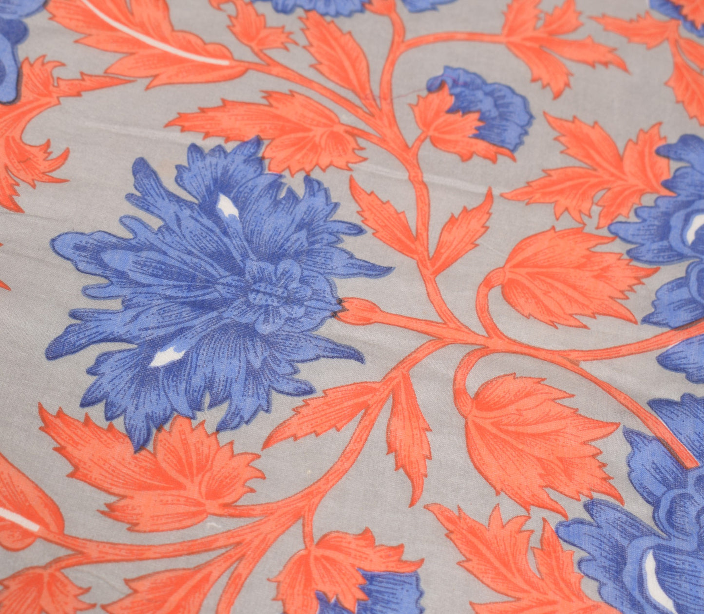 Sushila Vintage Gray Floral Scrap Dupatta Pure Cotton Silk Printed Long Stole