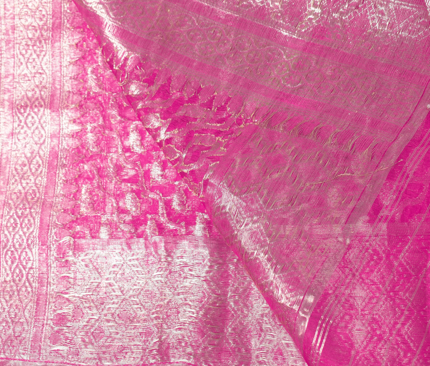 Sushila Vintage Magenta Scrap Dupatta Banarasi Zari Brocade Pure Silk Long Stole