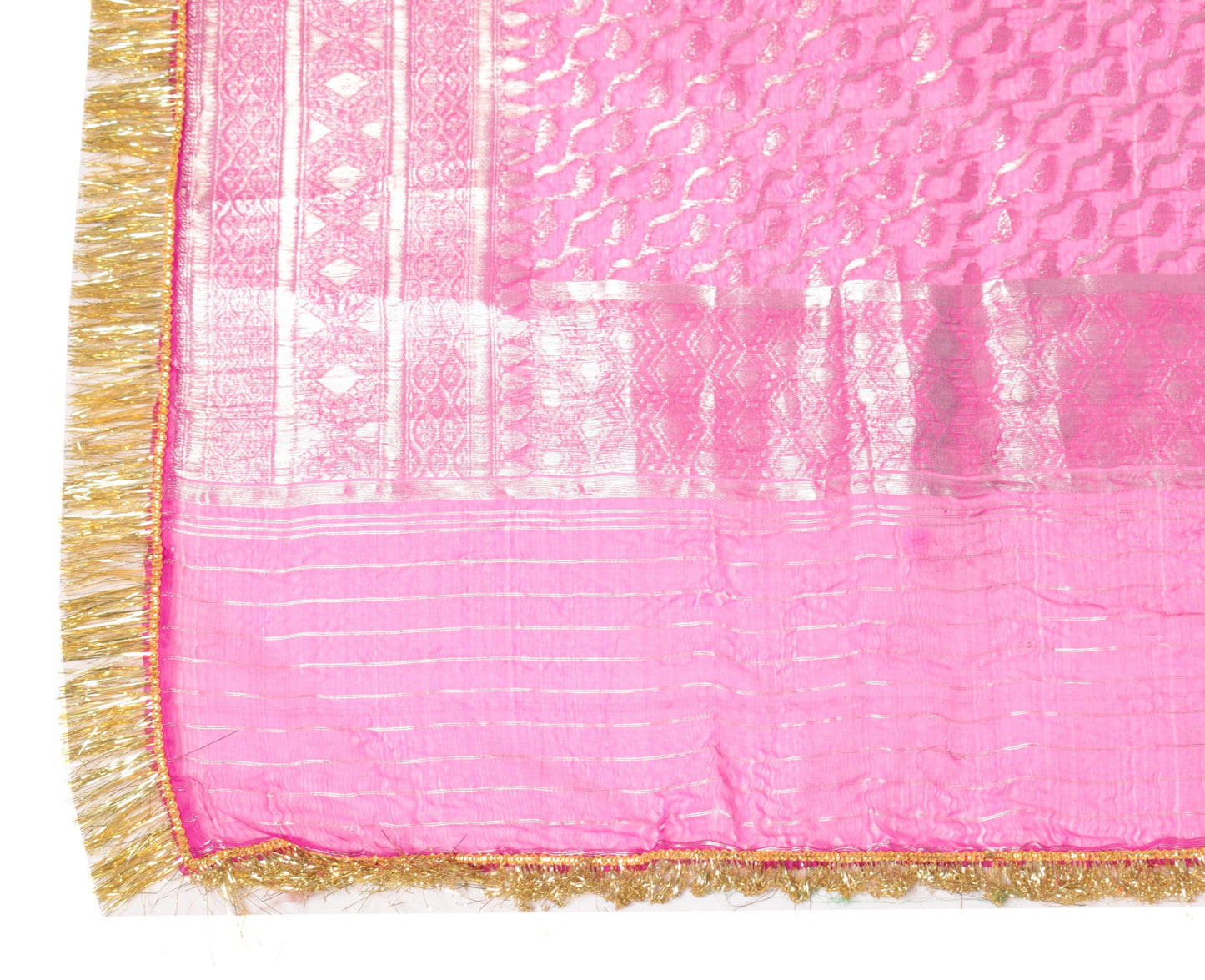 Sushila Vintage Magenta Scrap Dupatta Banarasi Zari Brocade Pure Silk Long Stole