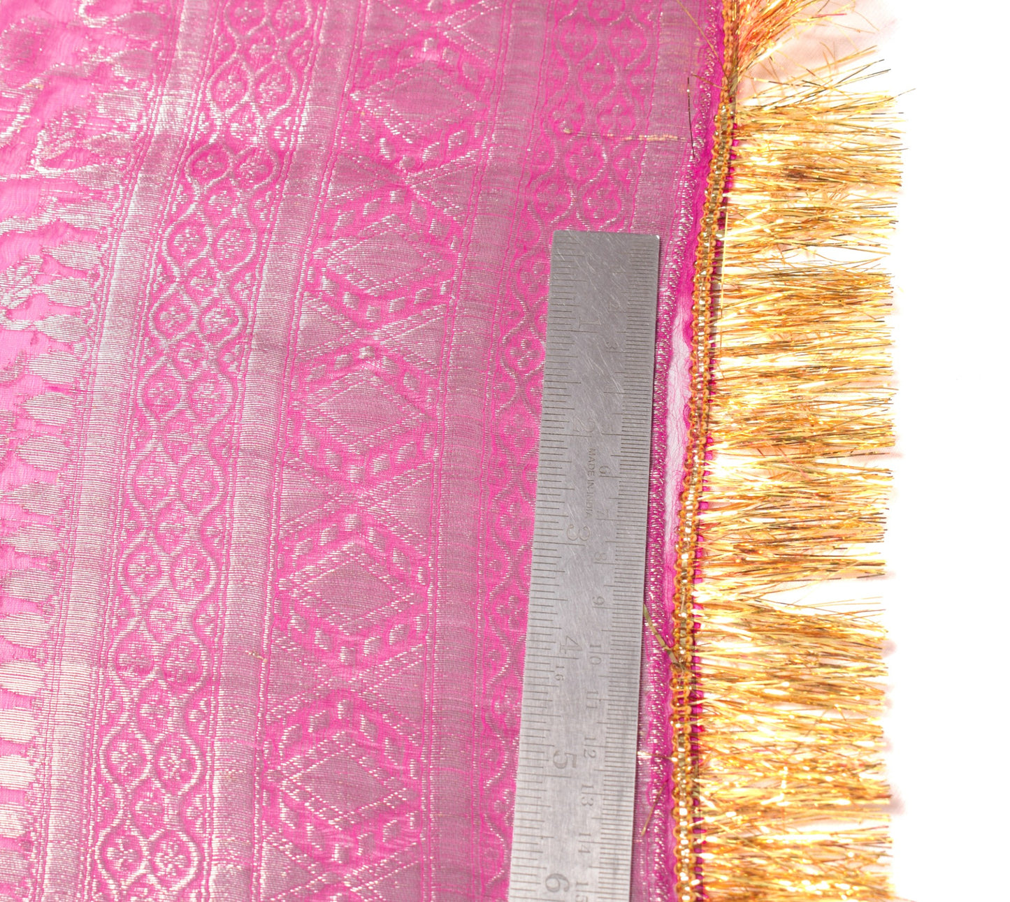 Sushila Vintage Magenta Scrap Dupatta Banarasi Zari Brocade Pure Silk Long Stole