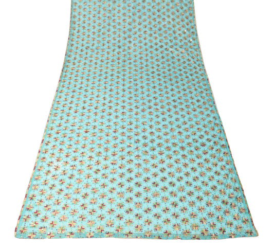 Sushila Vintage Bagh Phulkari Scrap Dupatta Aqua Green Embroidered Long Stole