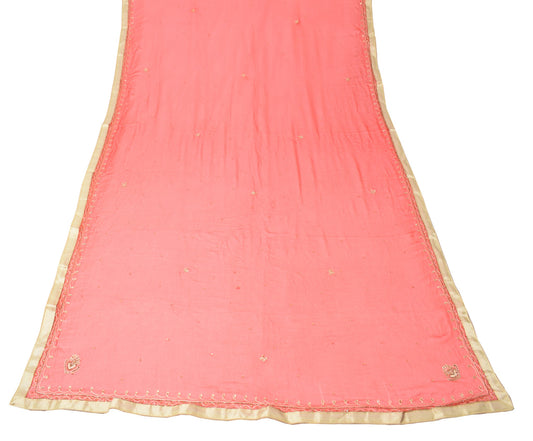 Sushila Vintage Chiffon Silk Scrap Dupatta Floral Embroidered Red Long Stole