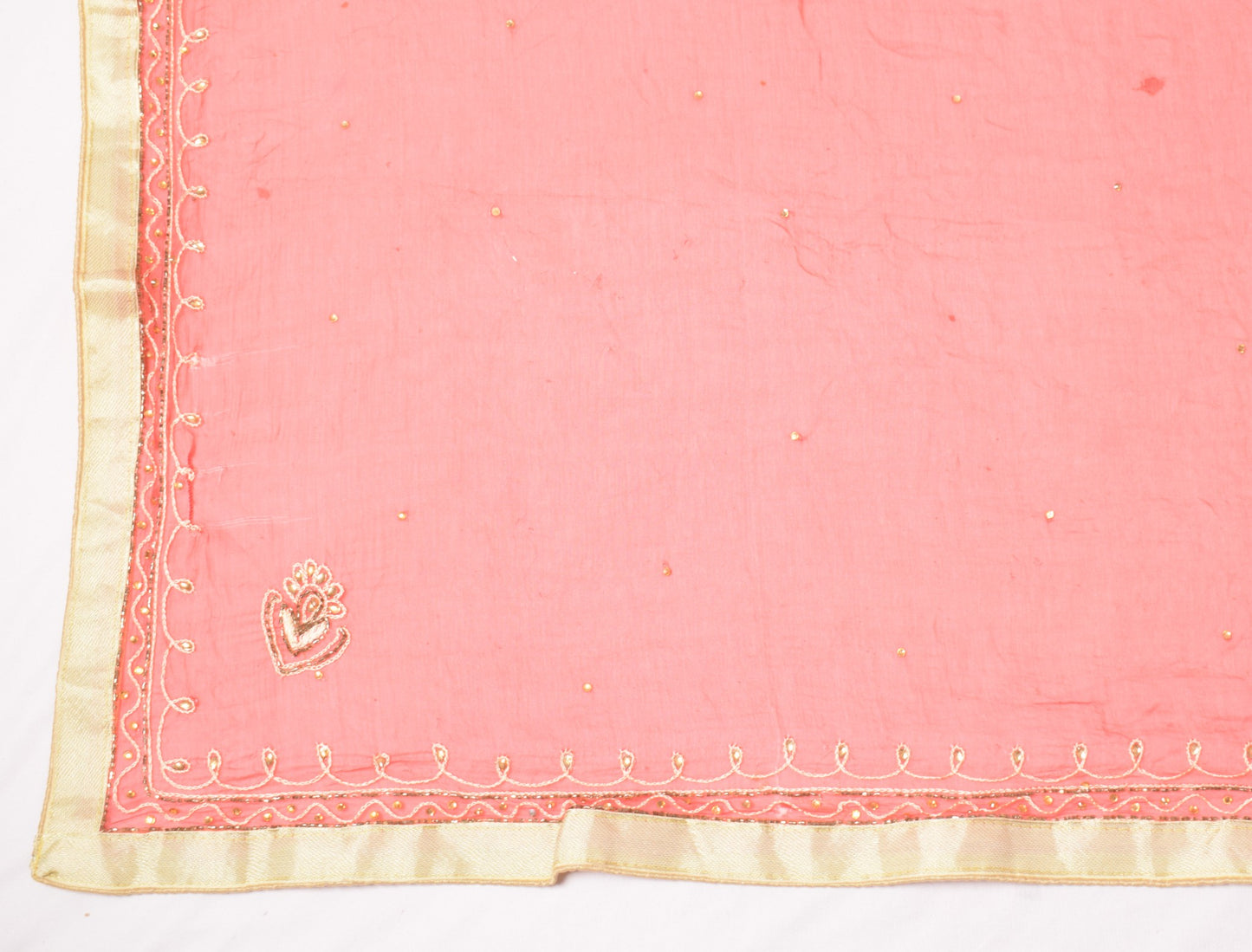 Sushila Vintage Chiffon Silk Scrap Dupatta Floral Embroidered Red Long Stole