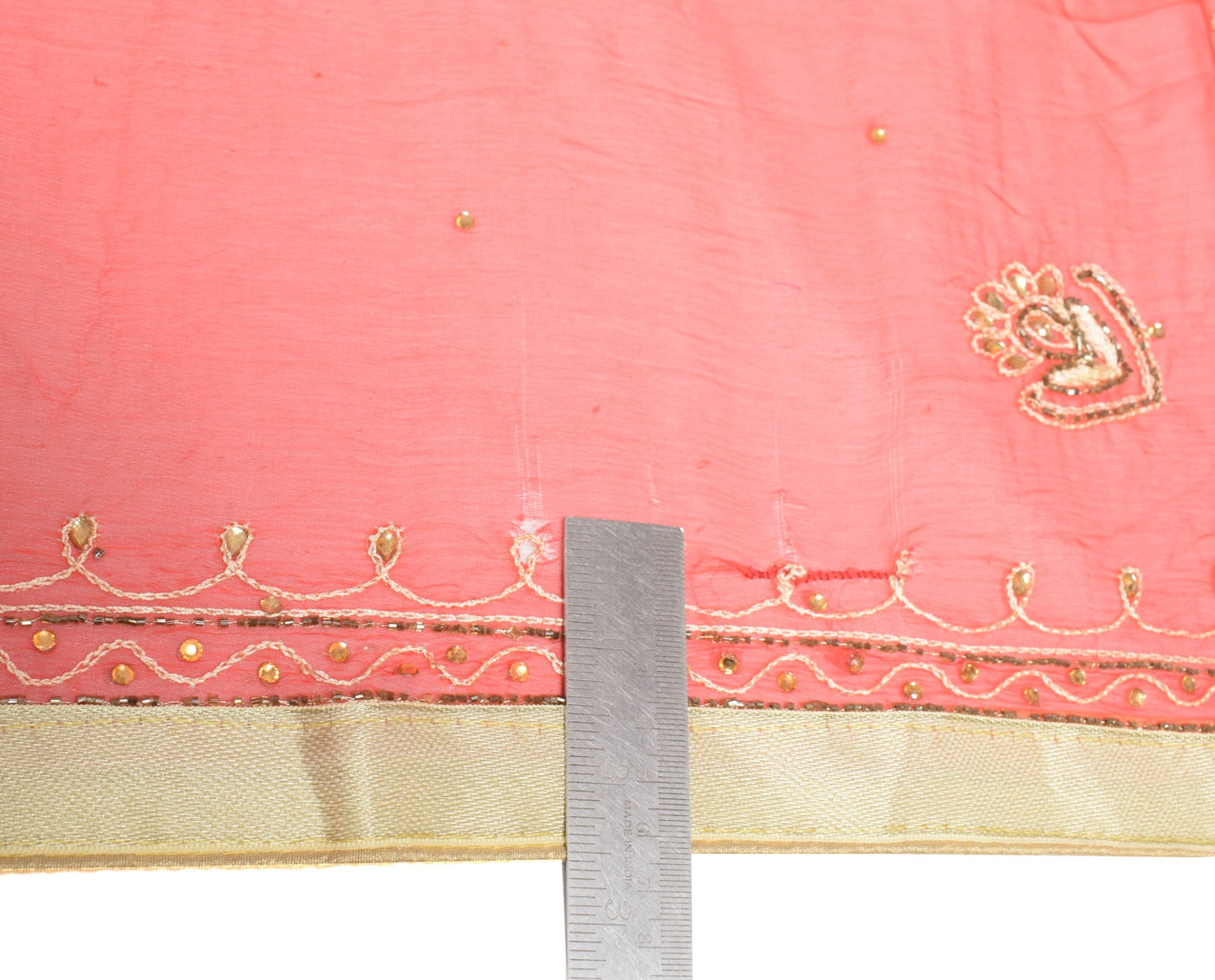 Sushila Vintage Chiffon Silk Scrap Dupatta Floral Embroidered Red Long Stole