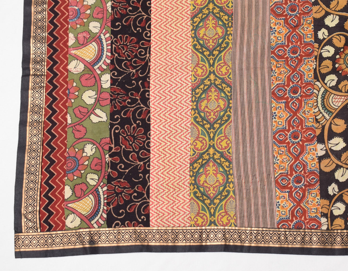 Sushila Vintage Scrap Green Dupatta Pure Cotton Patch Work & Printed Long Stole