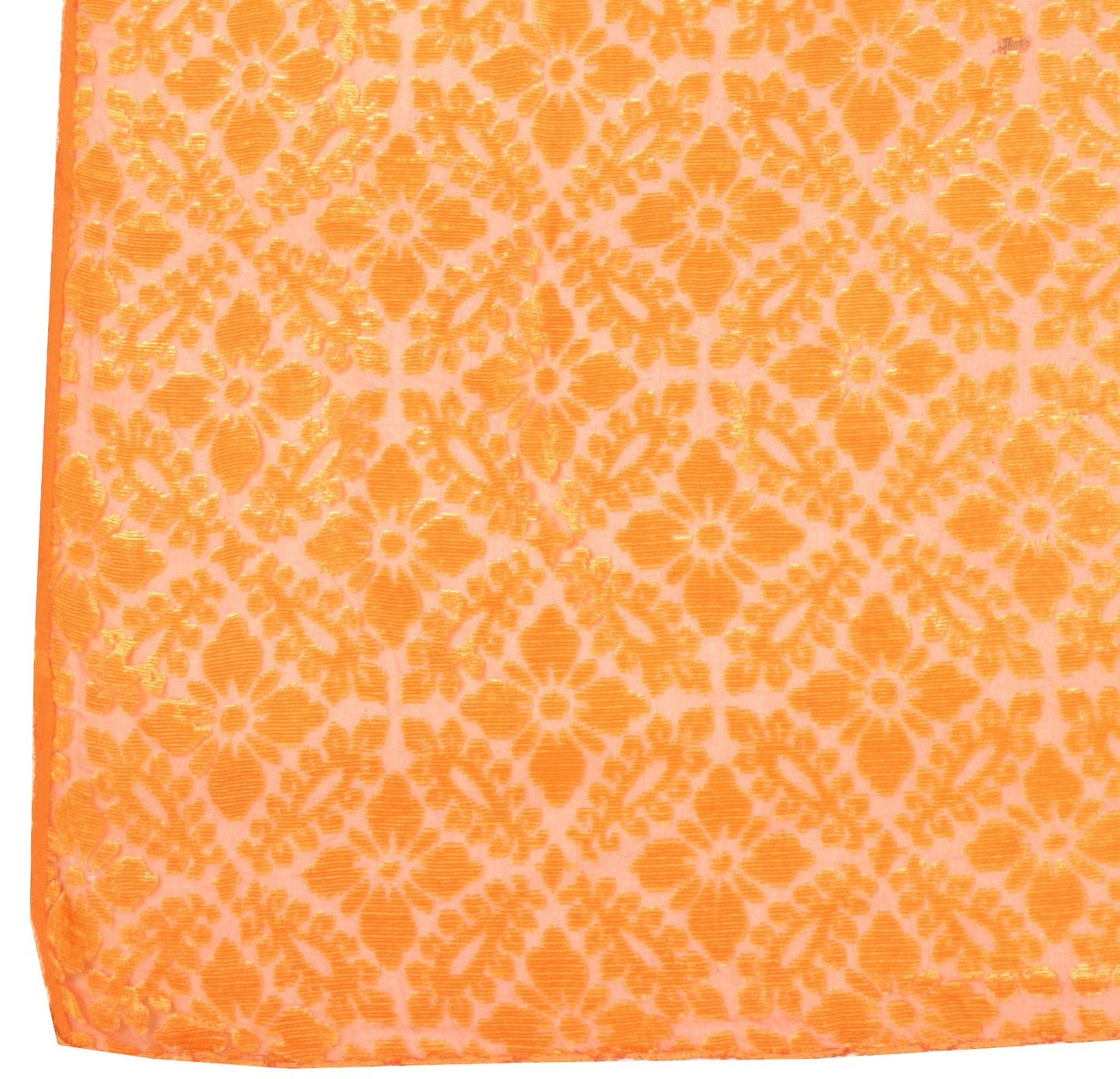 Sushila Vintage Brasso Velvet Scrap Dupatta Orange Floral Woven Soft Long Stole