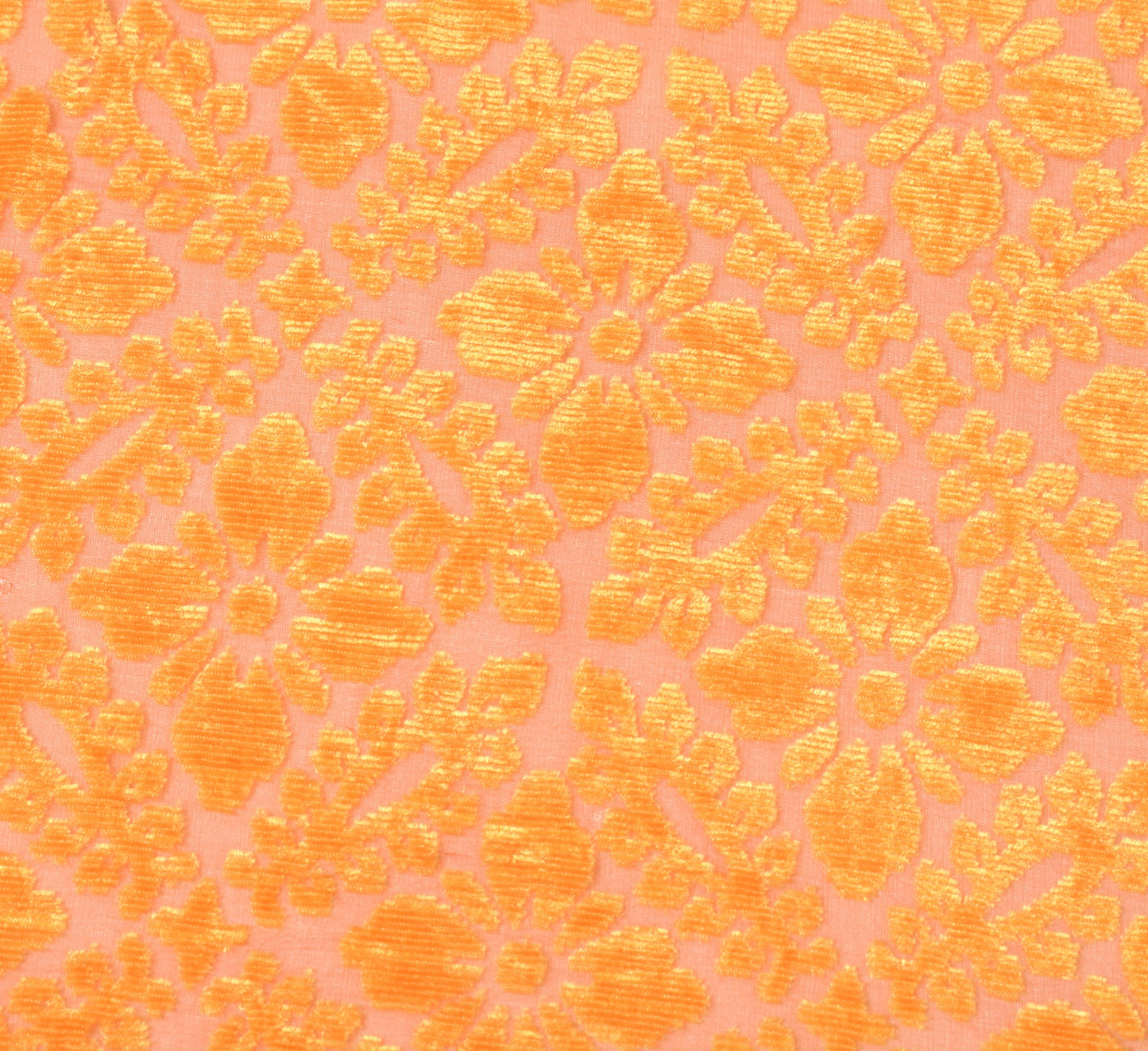 Sushila Vintage Brasso Velvet Scrap Dupatta Orange Floral Woven Soft Long Stole