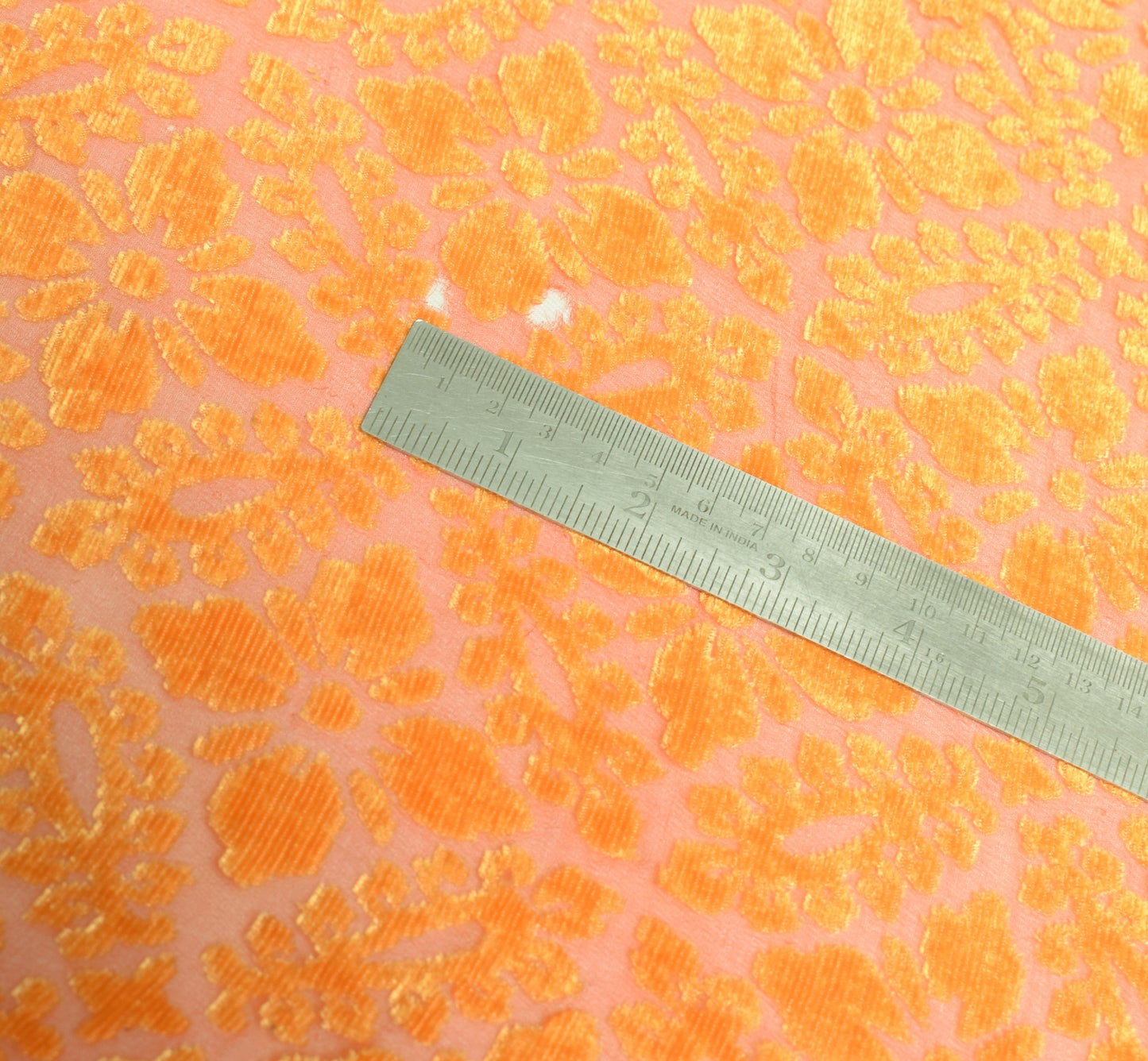 Sushila Vintage Brasso Velvet Scrap Dupatta Orange Floral Woven Soft Long Stole