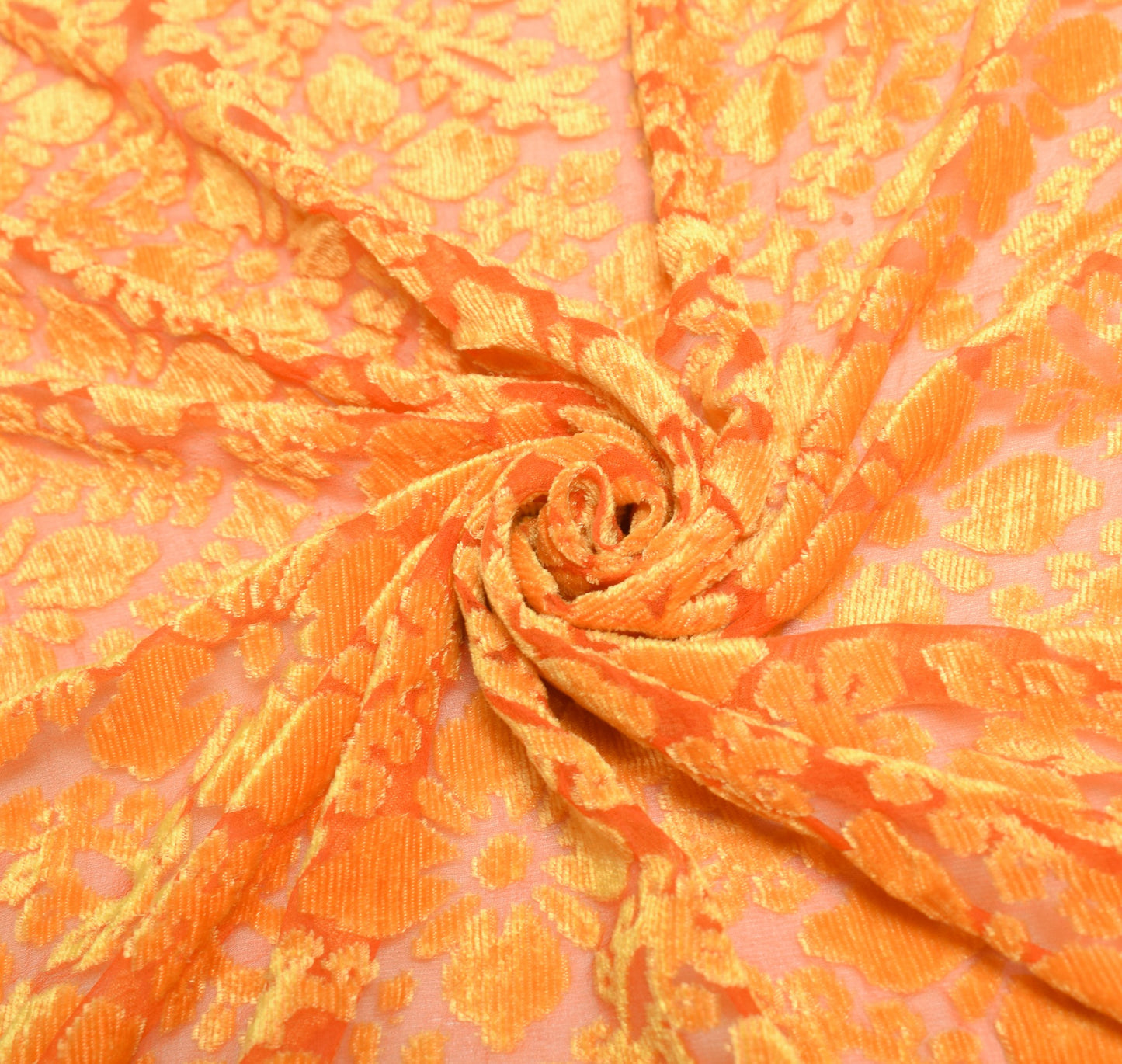 Sushila Vintage Brasso Velvet Scrap Dupatta Orange Floral Woven Soft Long Stole