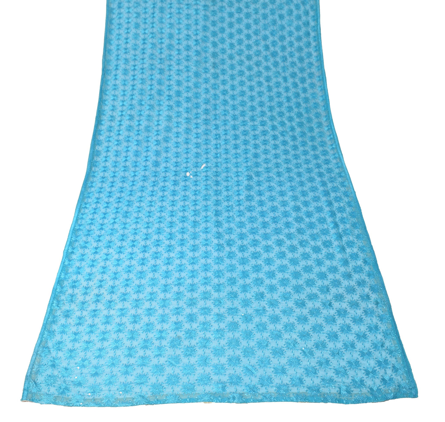 Sushila Vintage Bagh Phulkari Scrap Dupatta Embroidered Turquoise Long Stole