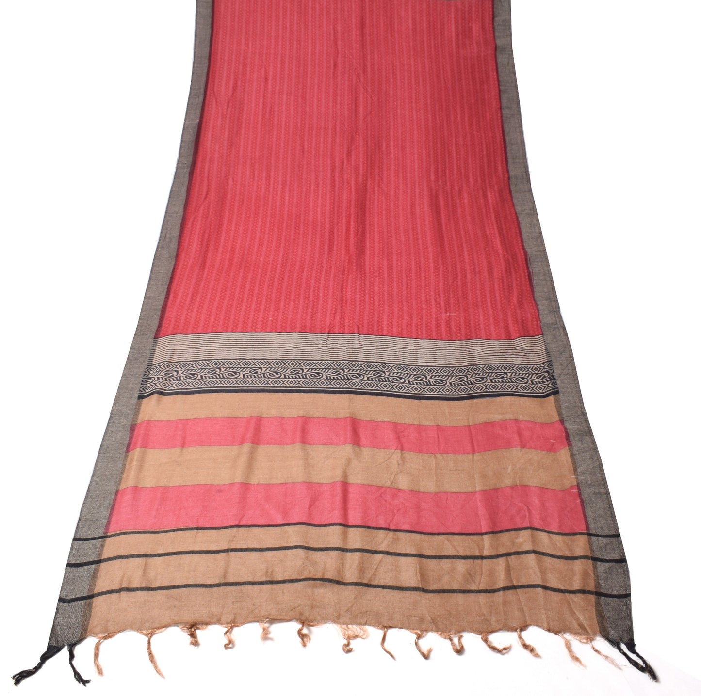 Sushila Vintage Magenta Scrap Dupatta Pure Woolen Hand Block Printed Long Stole
