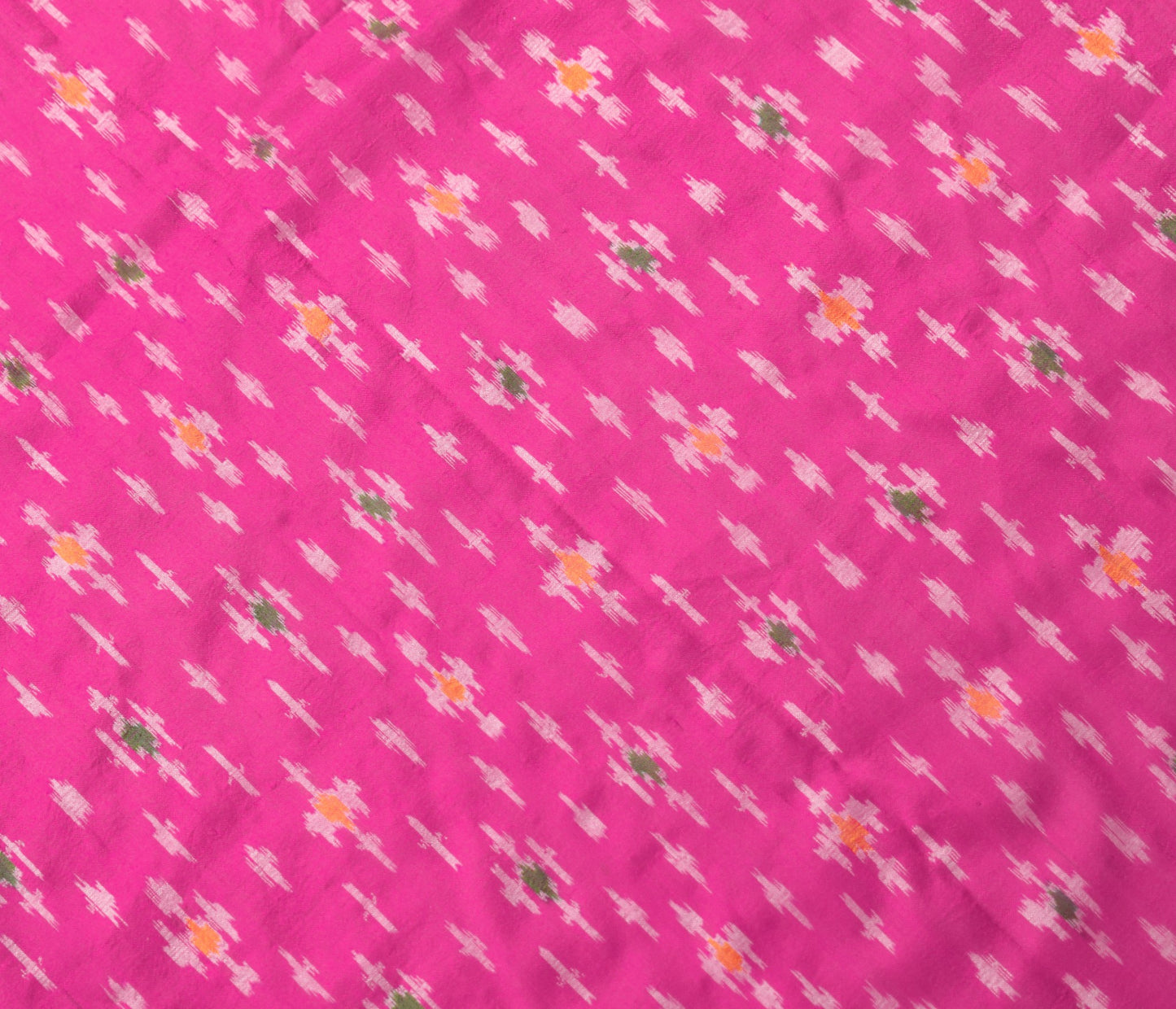 Sushila Vintage Magenta Green Scrap Dupatta Pure Silk Hand Woven Ikat Long Stole