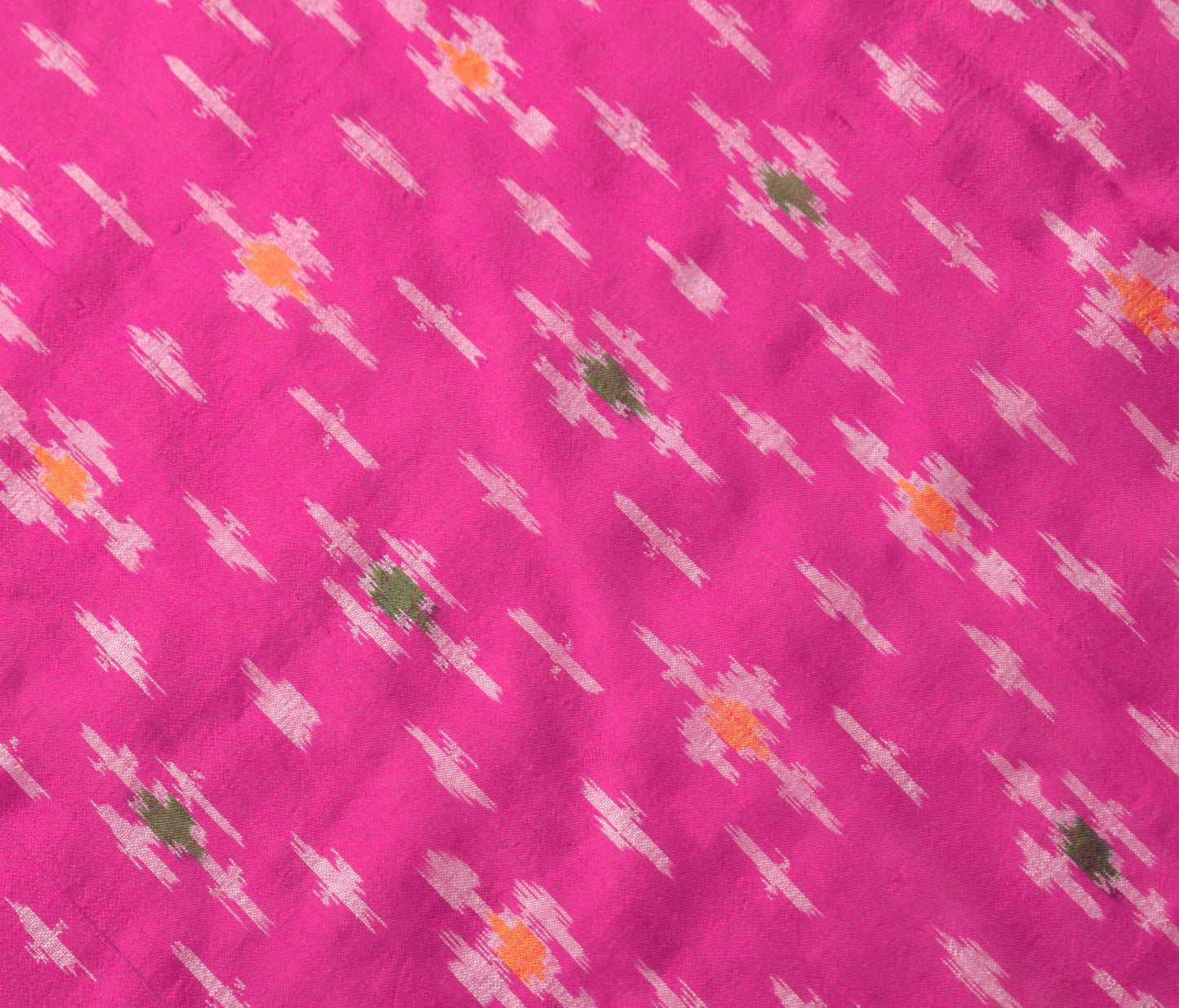 Sushila Vintage Magenta Green Scrap Dupatta Pure Silk Hand Woven Ikat Long Stole