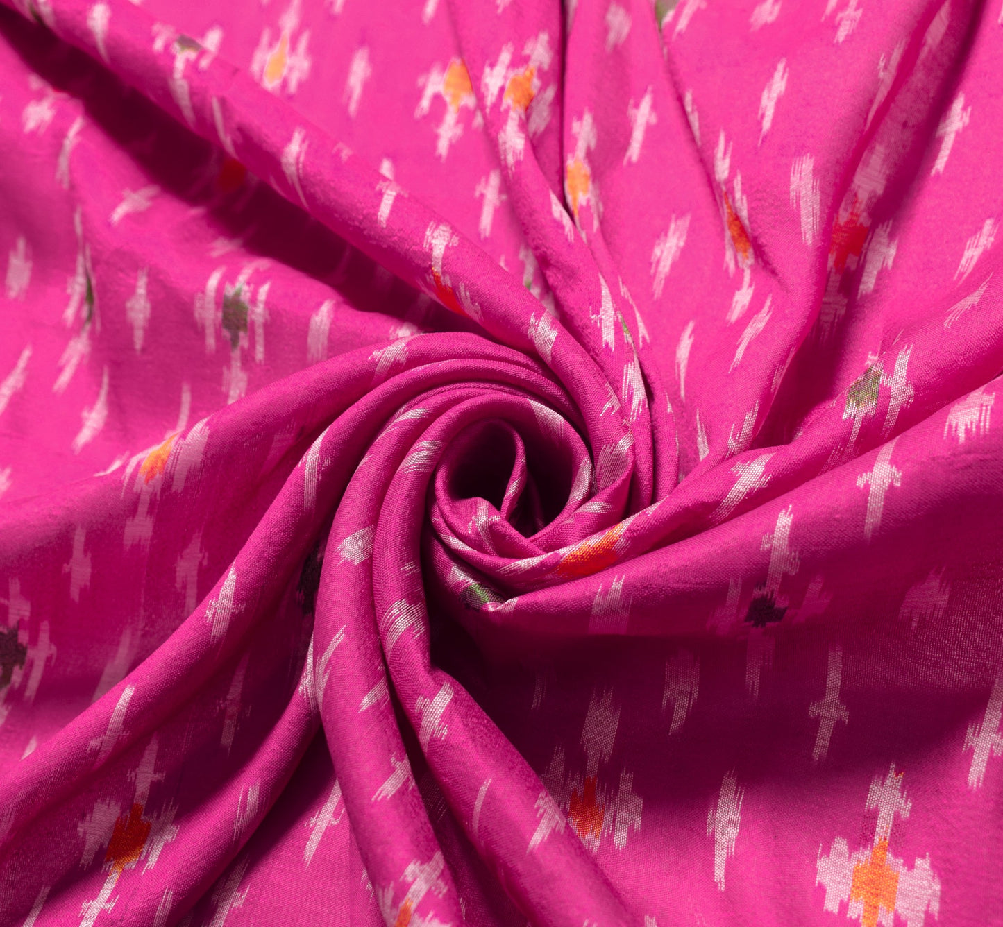 Sushila Vintage Magenta Green Scrap Dupatta Pure Silk Hand Woven Ikat Long Stole