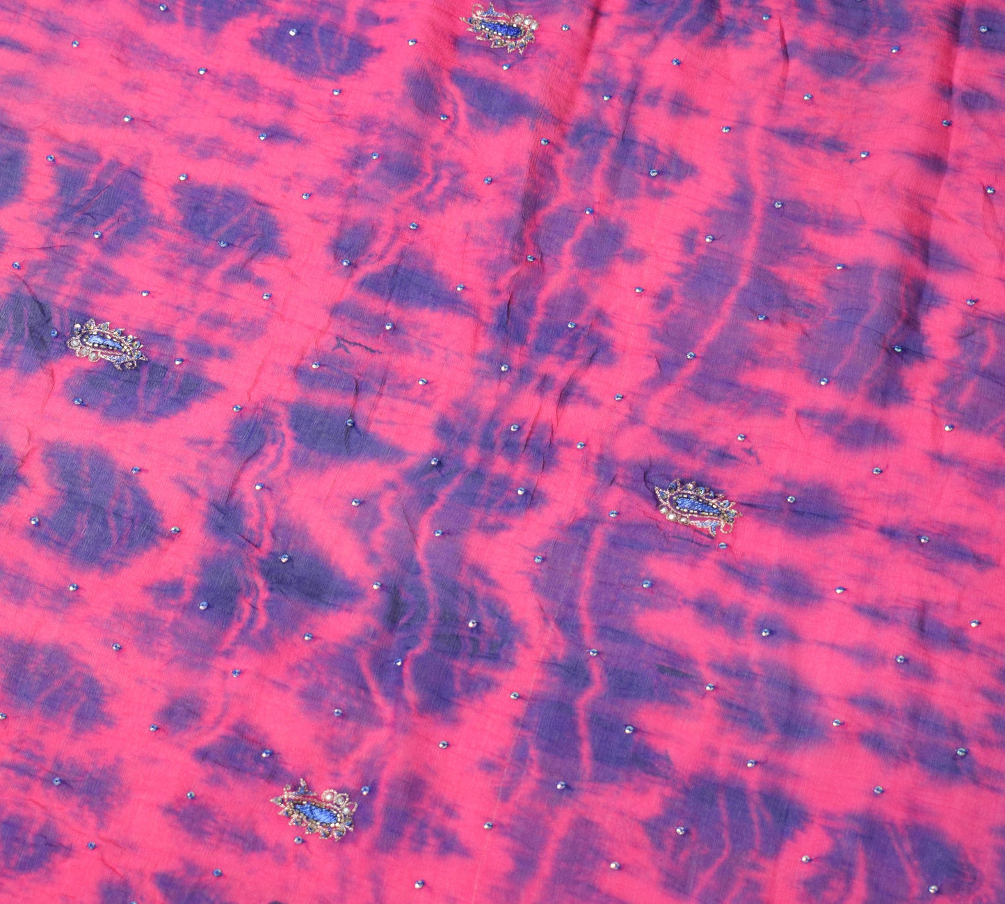 Sushila Vintage Tie-Dye Scrap Dupatta Pure Chiffon Handmade Magenta Long Stole