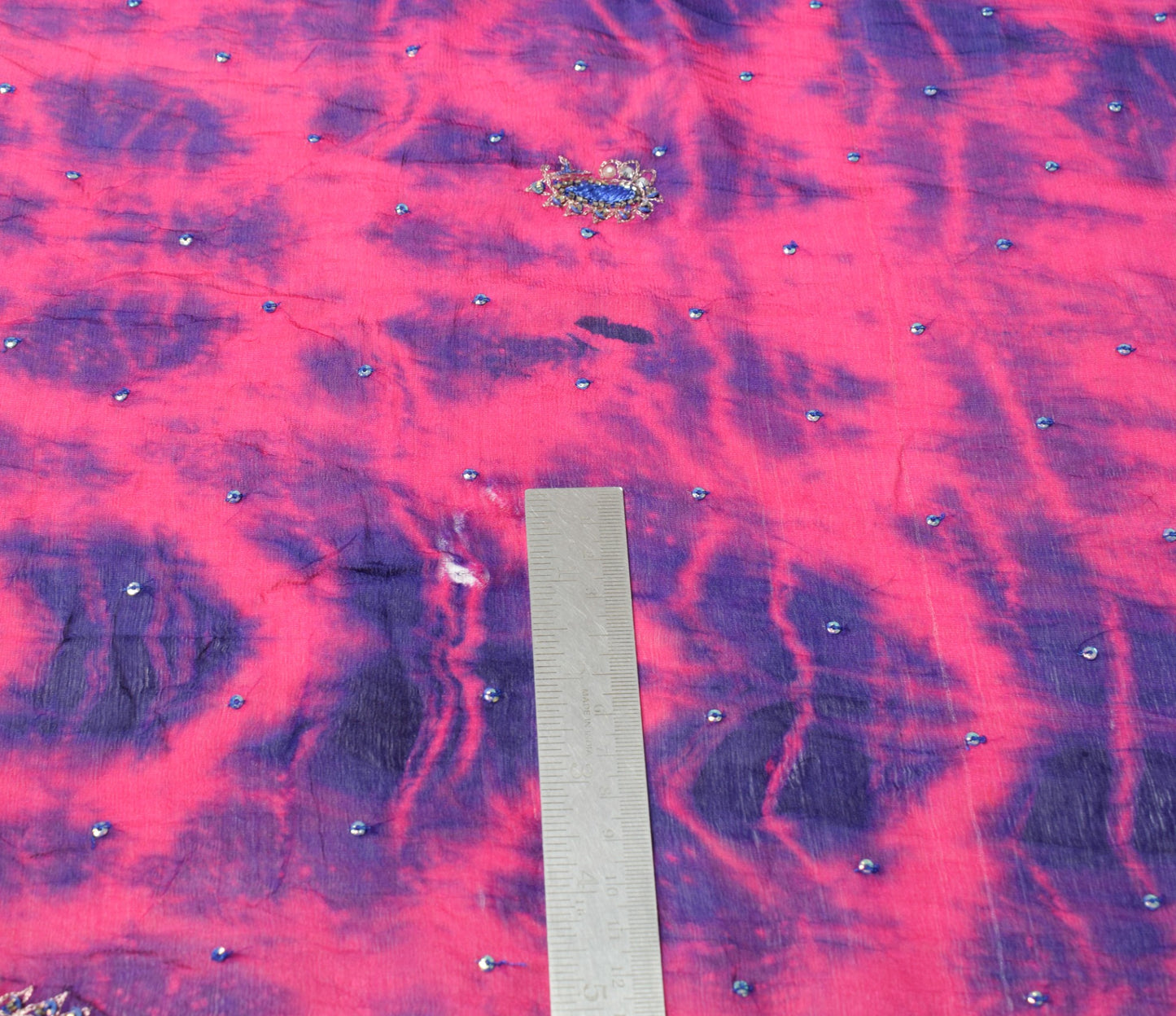 Sushila Vintage Tie-Dye Scrap Dupatta Pure Chiffon Handmade Magenta Long Stole
