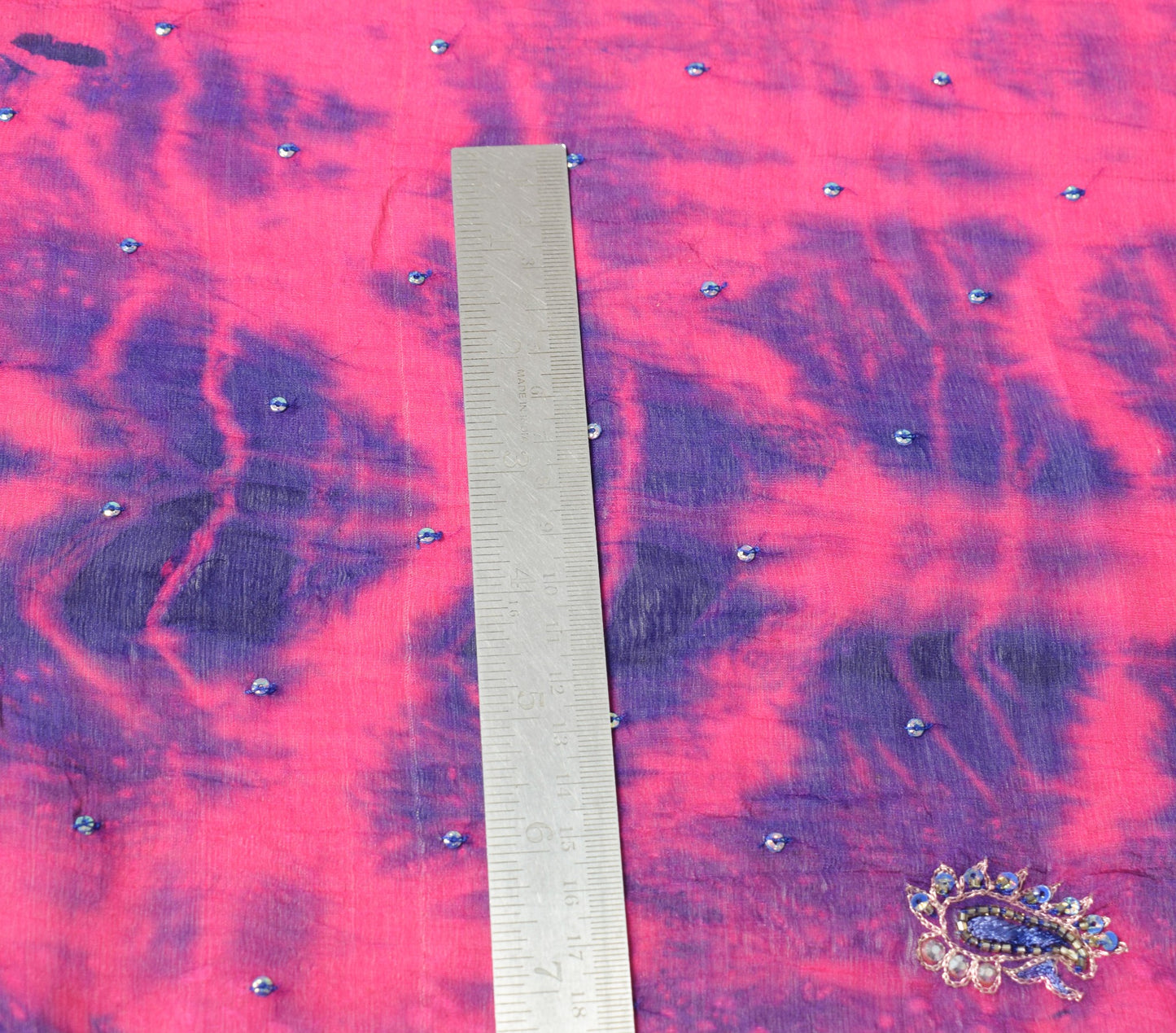 Sushila Vintage Tie-Dye Scrap Dupatta Pure Chiffon Handmade Magenta Long Stole