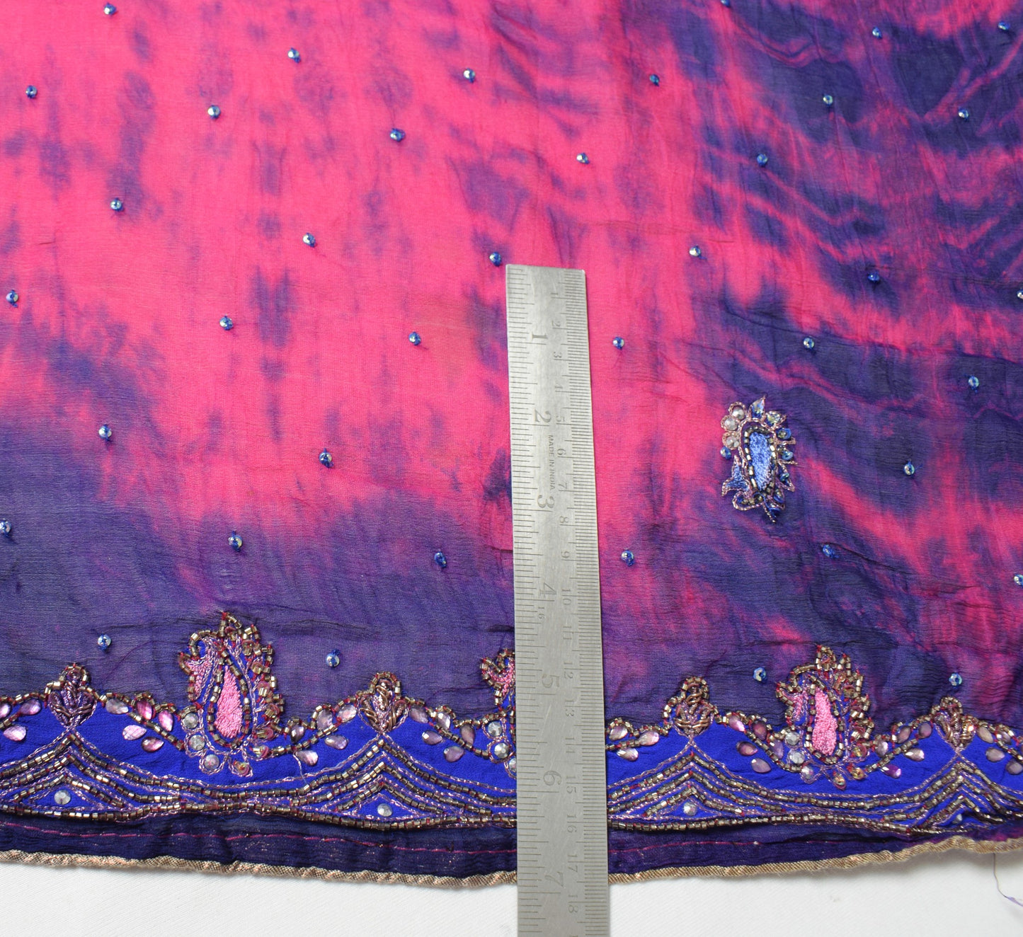 Sushila Vintage Tie-Dye Scrap Dupatta Pure Chiffon Handmade Magenta Long Stole