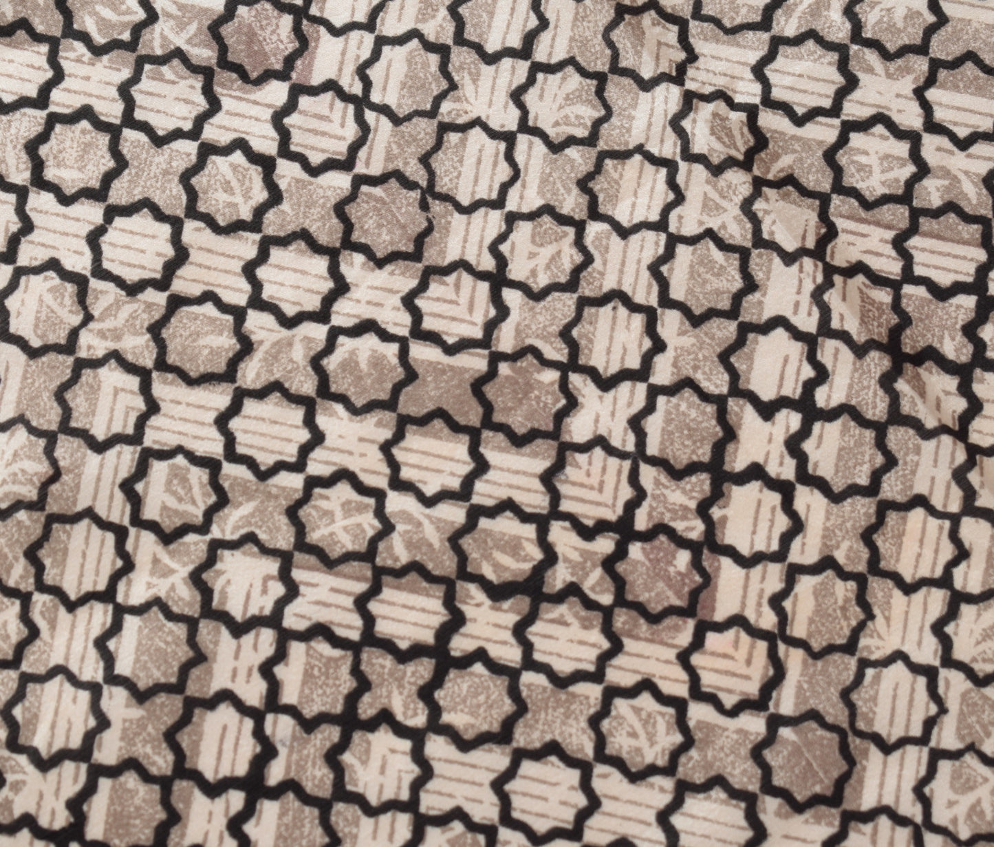 Sushila Vintage Beige Black Scrap Dupatta Pure Silk Geometrical Print Long Stole