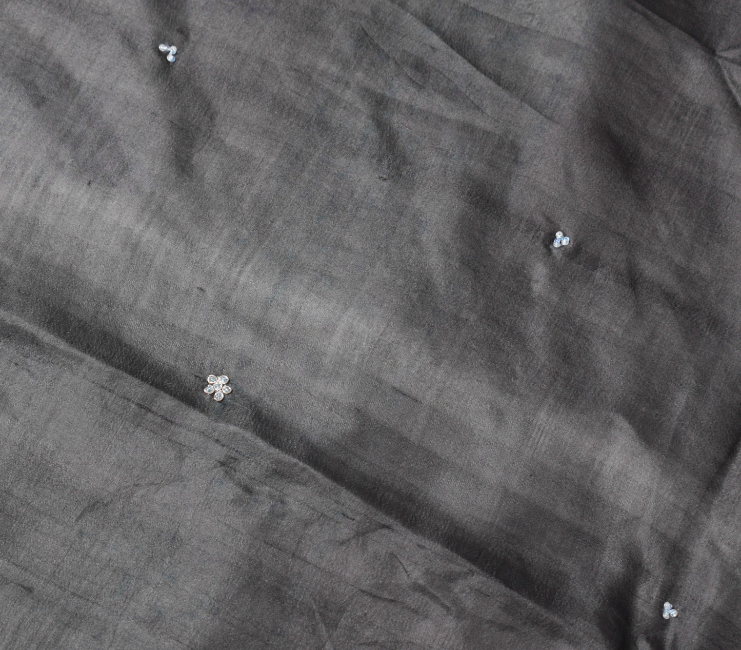 Sushila Vintage Black Scrap Dupatta Pure Tussar Hand Embroidered Soft Long Stole