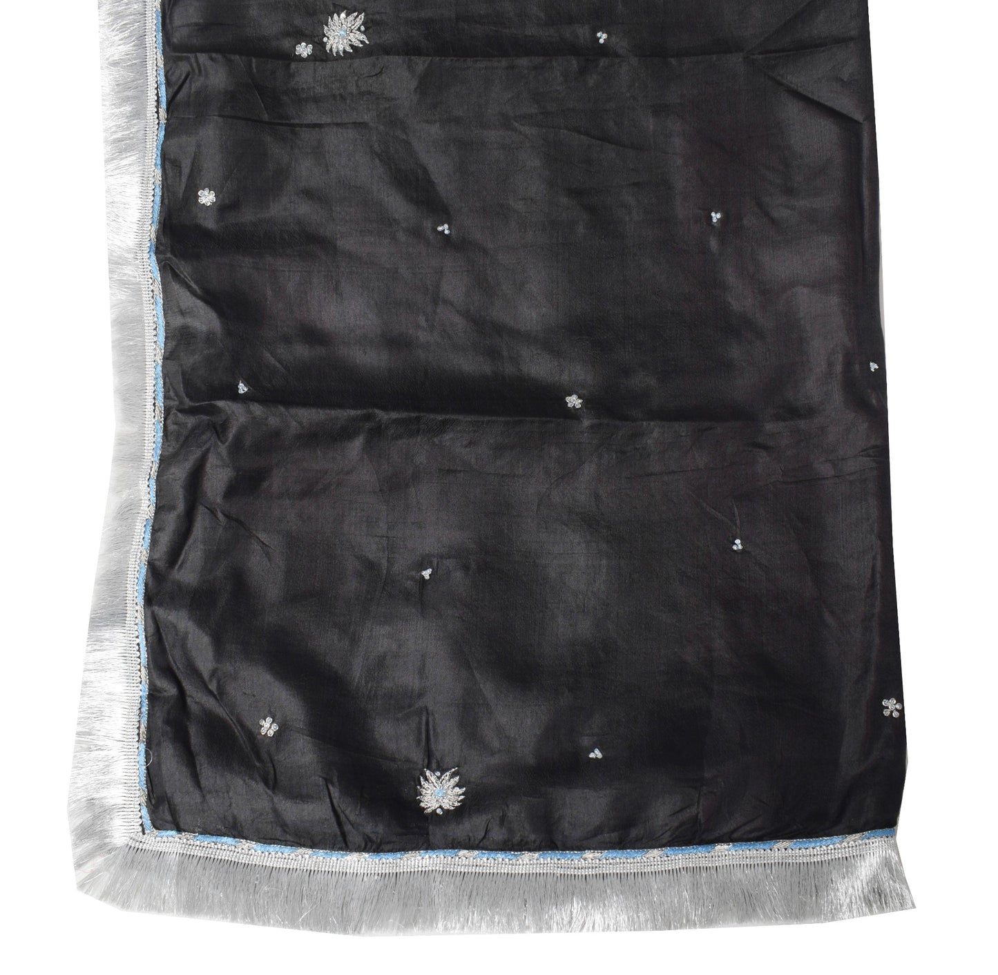 Sushila Vintage Black Scrap Dupatta Pure Tussar Hand Embroidered Soft Long Stole