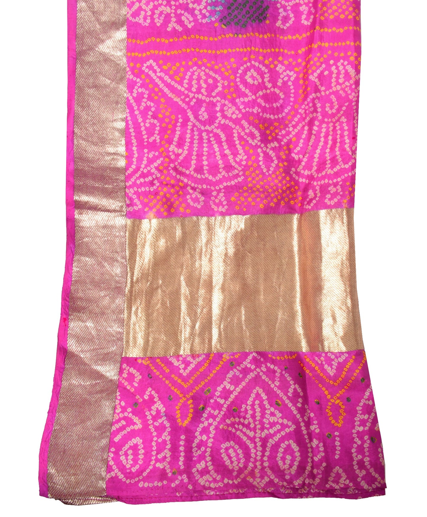 Sushila Vintage Bandhani Printed Scrap Dupatta Pure Silk Magenta Soft Long Stole