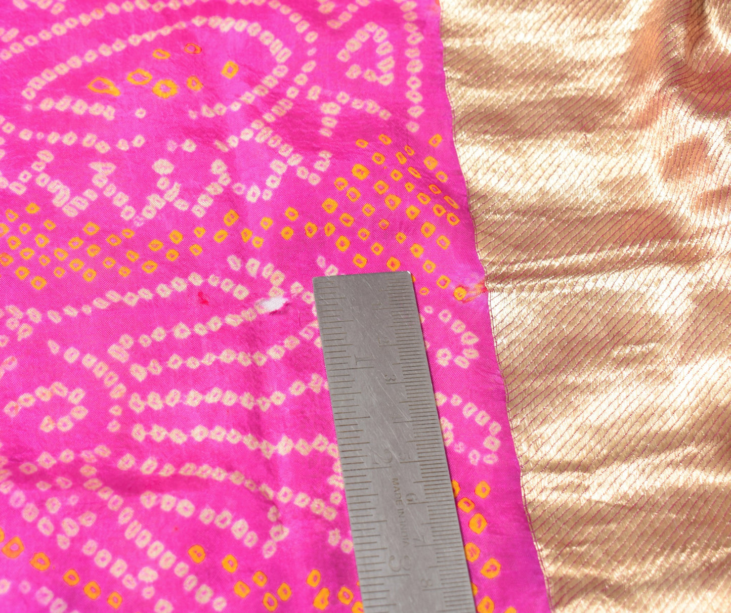 Sushila Vintage Bandhani Printed Scrap Dupatta Pure Silk Magenta Soft Long Stole
