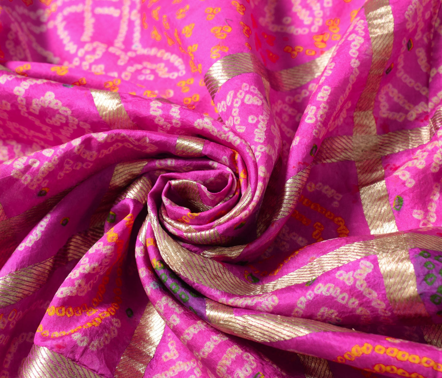 Sushila Vintage Bandhani Printed Scrap Dupatta Pure Silk Magenta Soft Long Stole