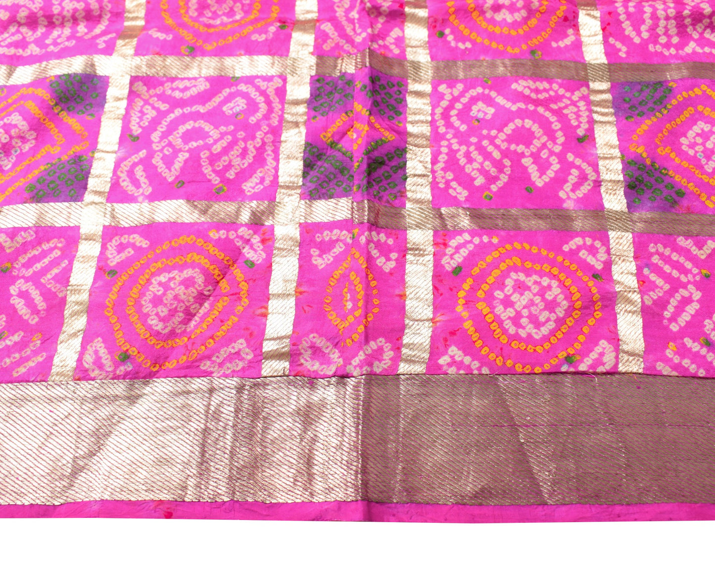 Sushila Vintage Bandhani Printed Scrap Dupatta Pure Silk Magenta Soft Long Stole