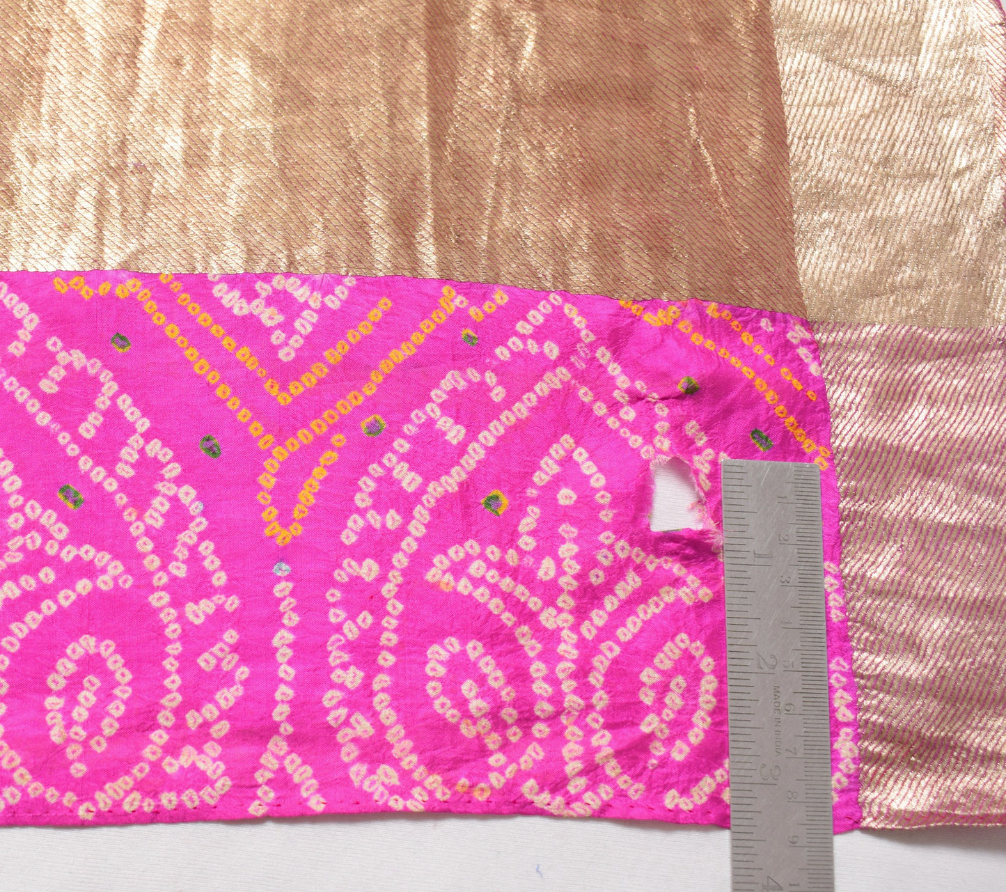 Sushila Vintage Bandhani Printed Scrap Dupatta Pure Silk Magenta Soft Long Stole