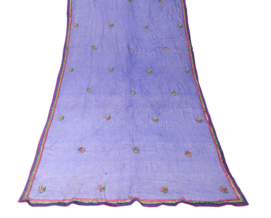 Sushila Vintage Blue Scrap Dupatta Pure Chiffon Stone Glass Beads Work LongStole