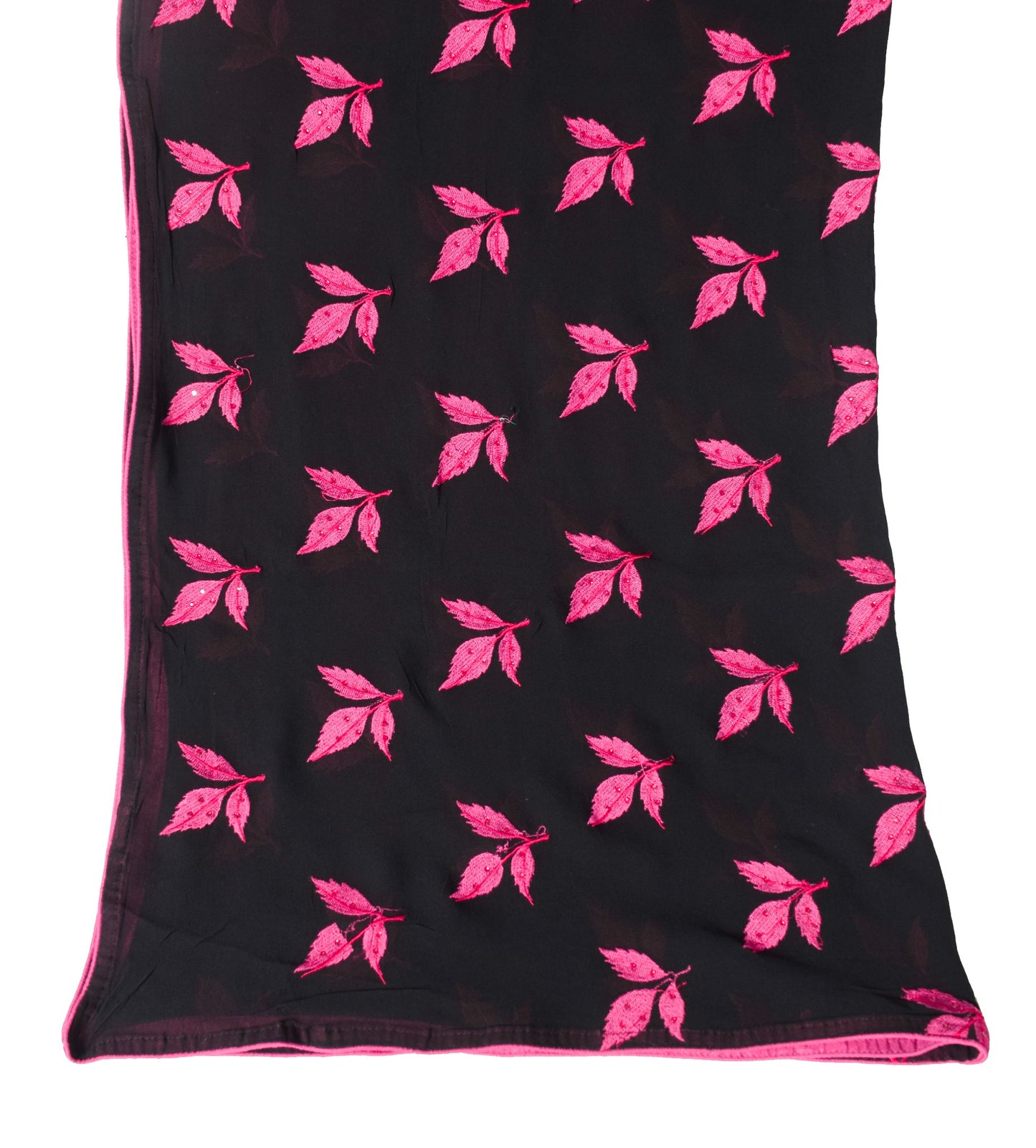 Sushila Vintage Black Scrap Dupatta Pure Georgette Embroidered Leaves Long Stole