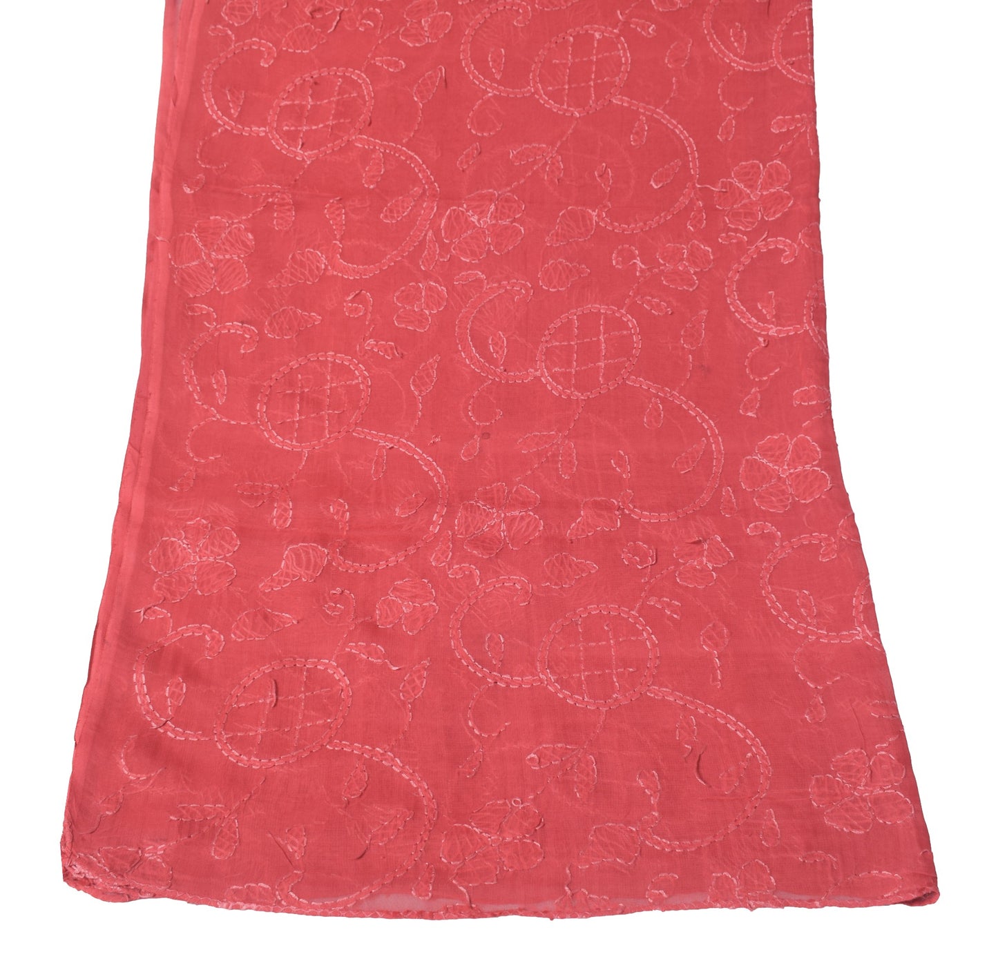 Sushila Vintage Carrot Scrap Dupatta Lucknow Chikankari Pure Georgette LongStole