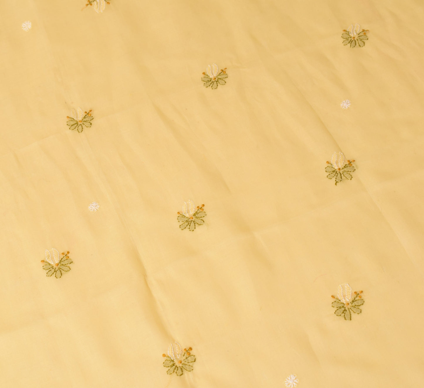 Sushila Vintage  Lucknow Chikankari Scrap Dupatta Art Cotton Yellow Long Stole