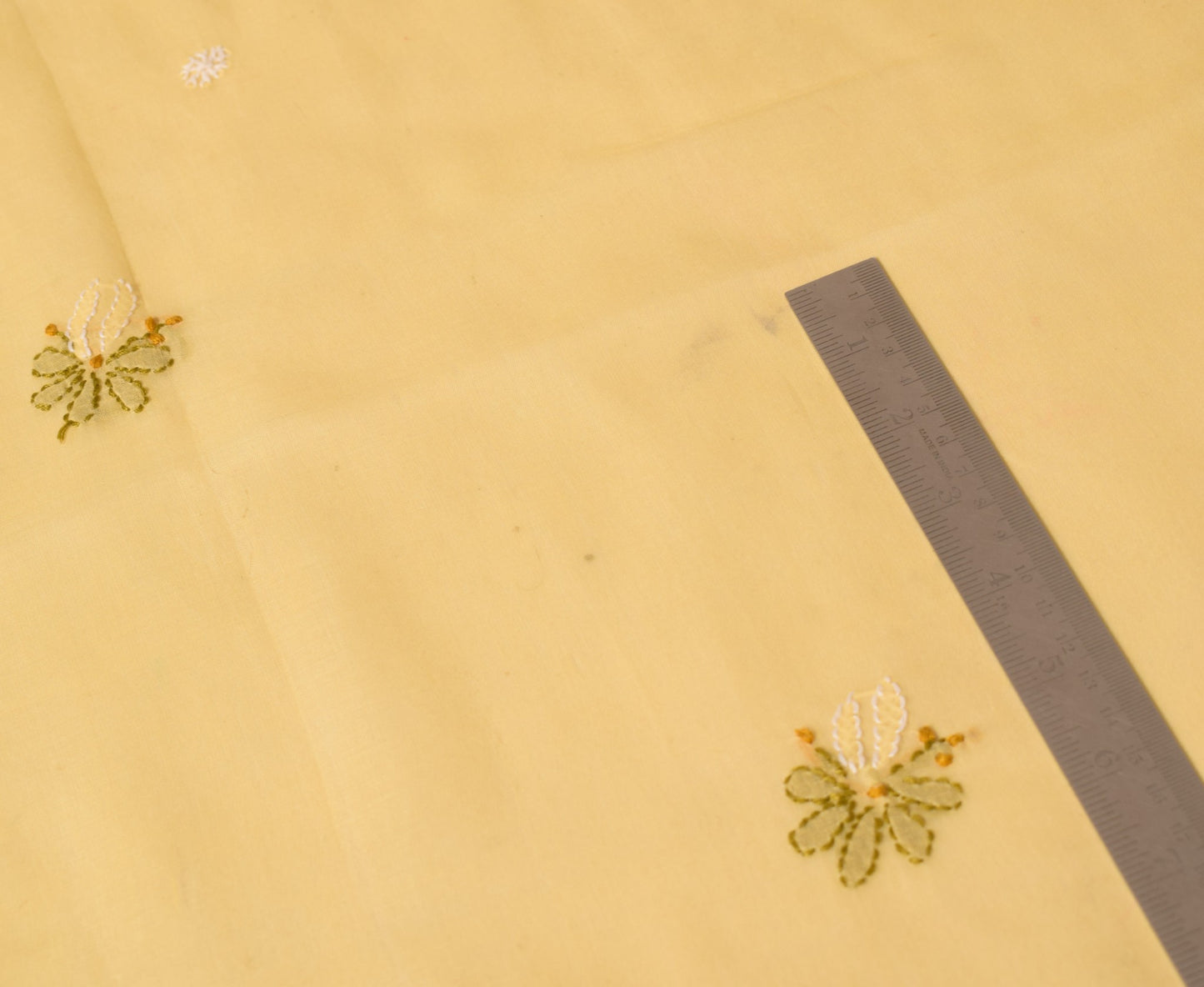 Sushila Vintage  Lucknow Chikankari Scrap Dupatta Art Cotton Yellow Long Stole