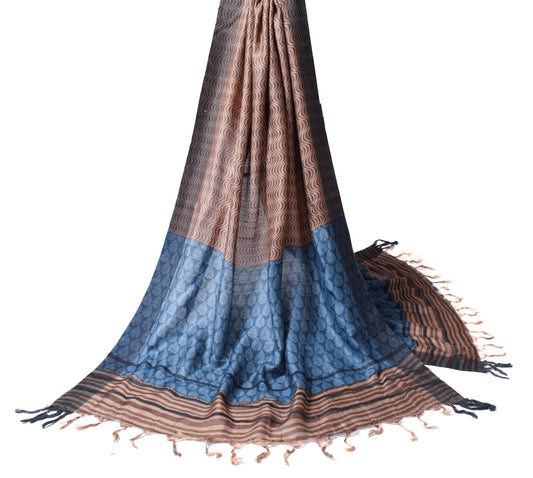 Sushila Vintage Pure Woolen Scrap Dupatta Brown Laheriya Printed Soft Long Stole