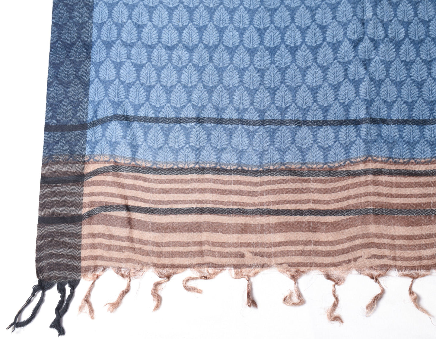 Sushila Vintage Pure Woolen Scrap Dupatta Brown Laheriya Printed Soft Long Stole